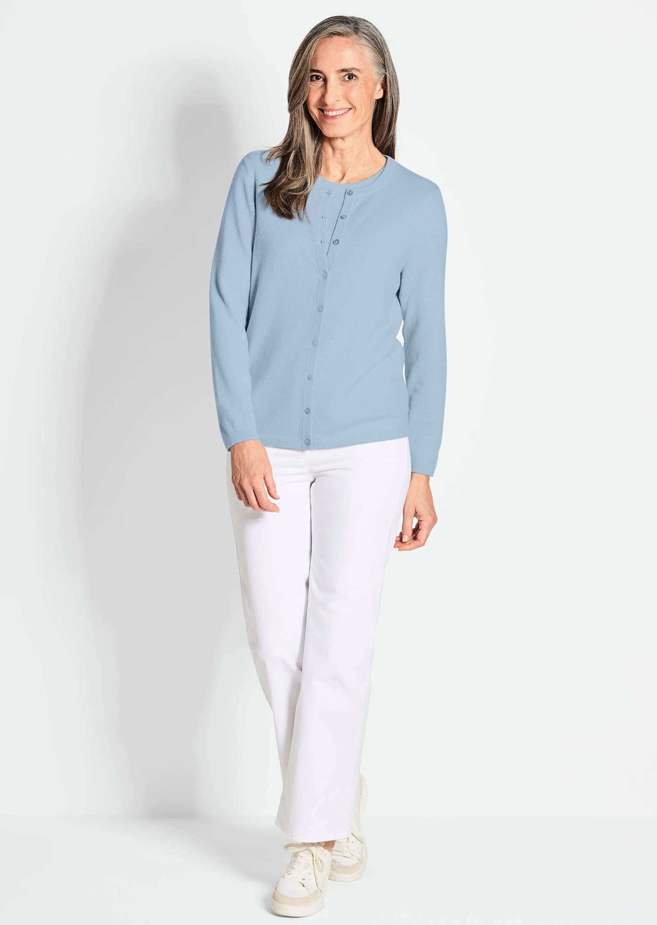 GOLDNER Strickjacke »Kurzgröße Kaschmirstrickjacke mit Rundhals«