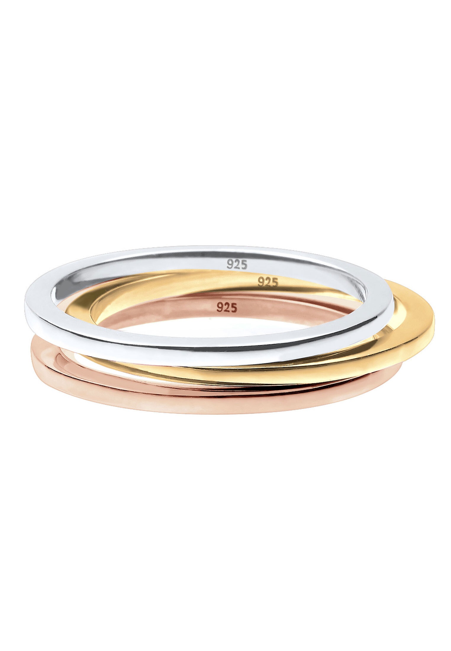 Elli Ring-Set »Ring (Set,3 tlg) "Stacking-Rings" Tricolor 925 Silber«