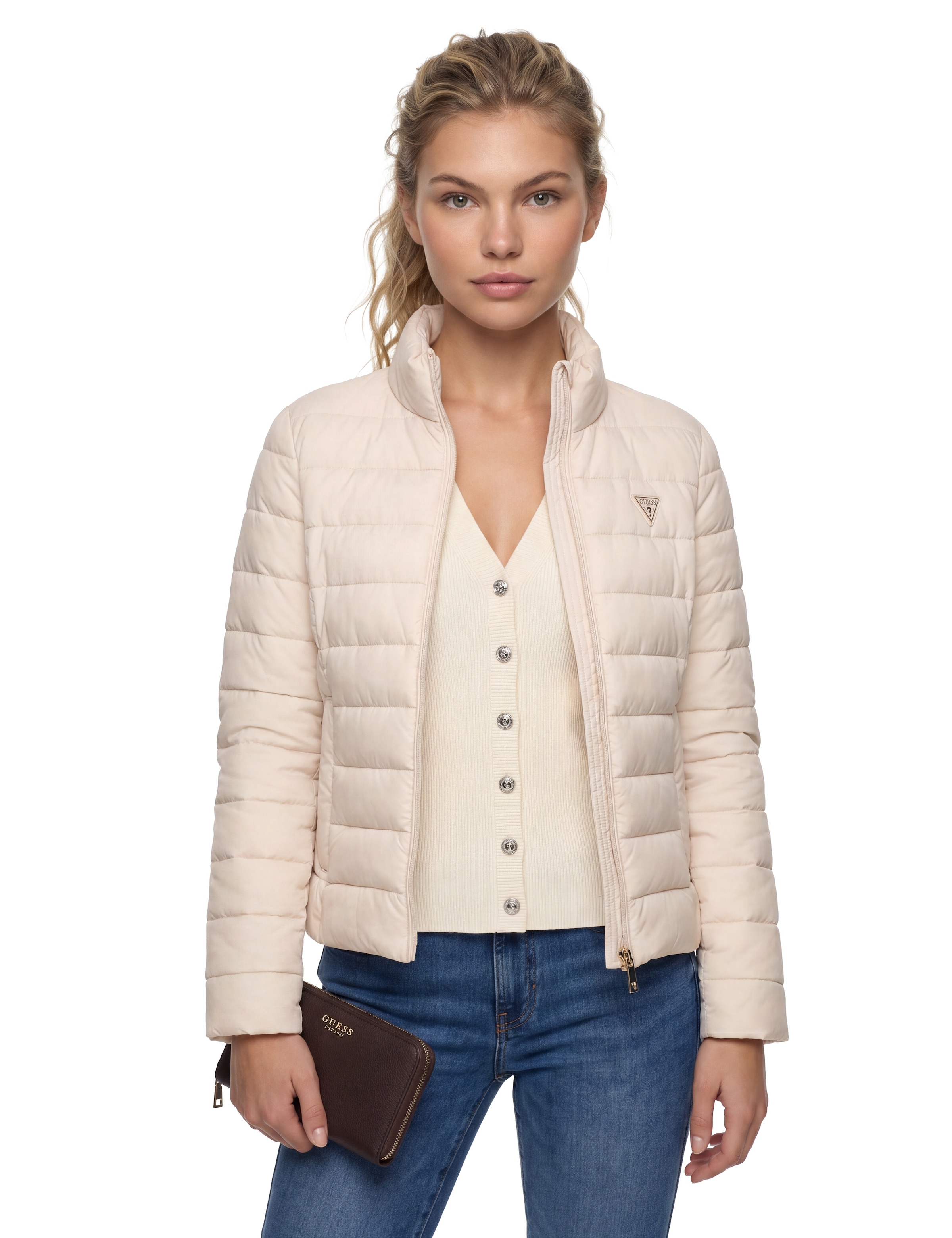 Guess Geldbörse »MELODY SLG LARGE ZIP AROUND« Damen Portemonnaie, Geldbeutel mit Logo
