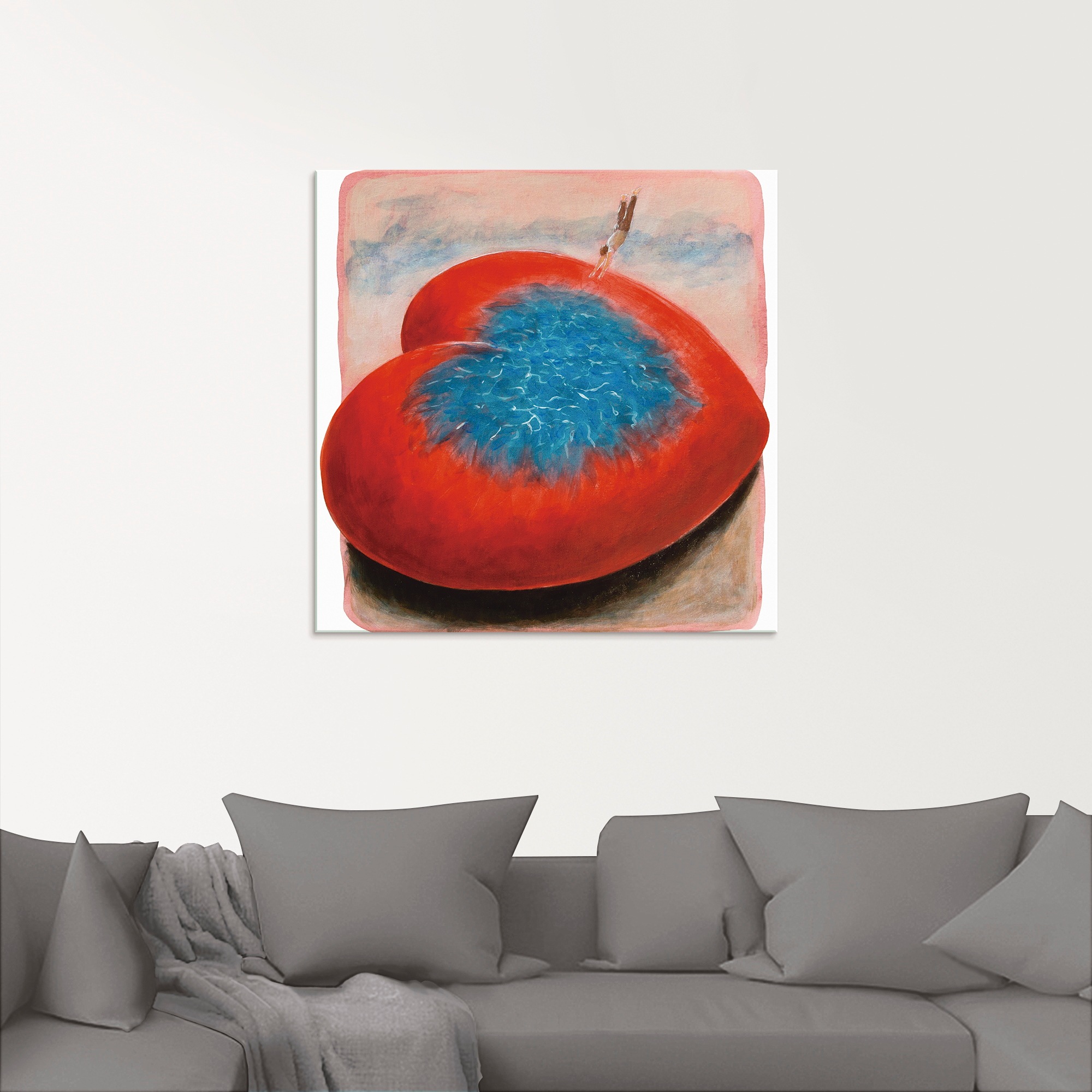 Artland Glasbild »Sprung ins kalte Wasser«, Herzen, (1 St.), in verschiedenen Größen