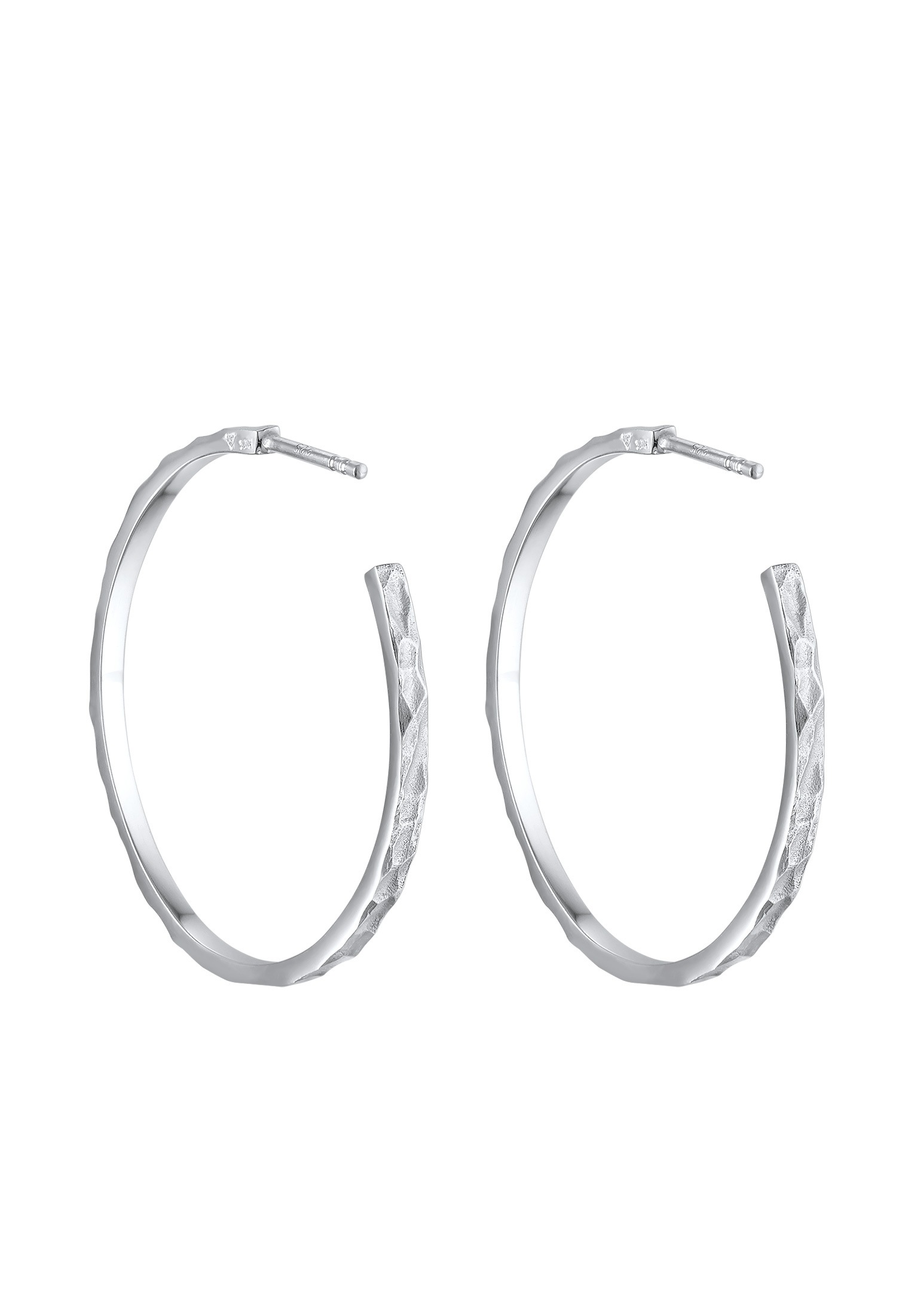 Elli Paar Ohrstecker »Ohrringe Creolen Stecker Gehämmert Organic Look 925 Silber«