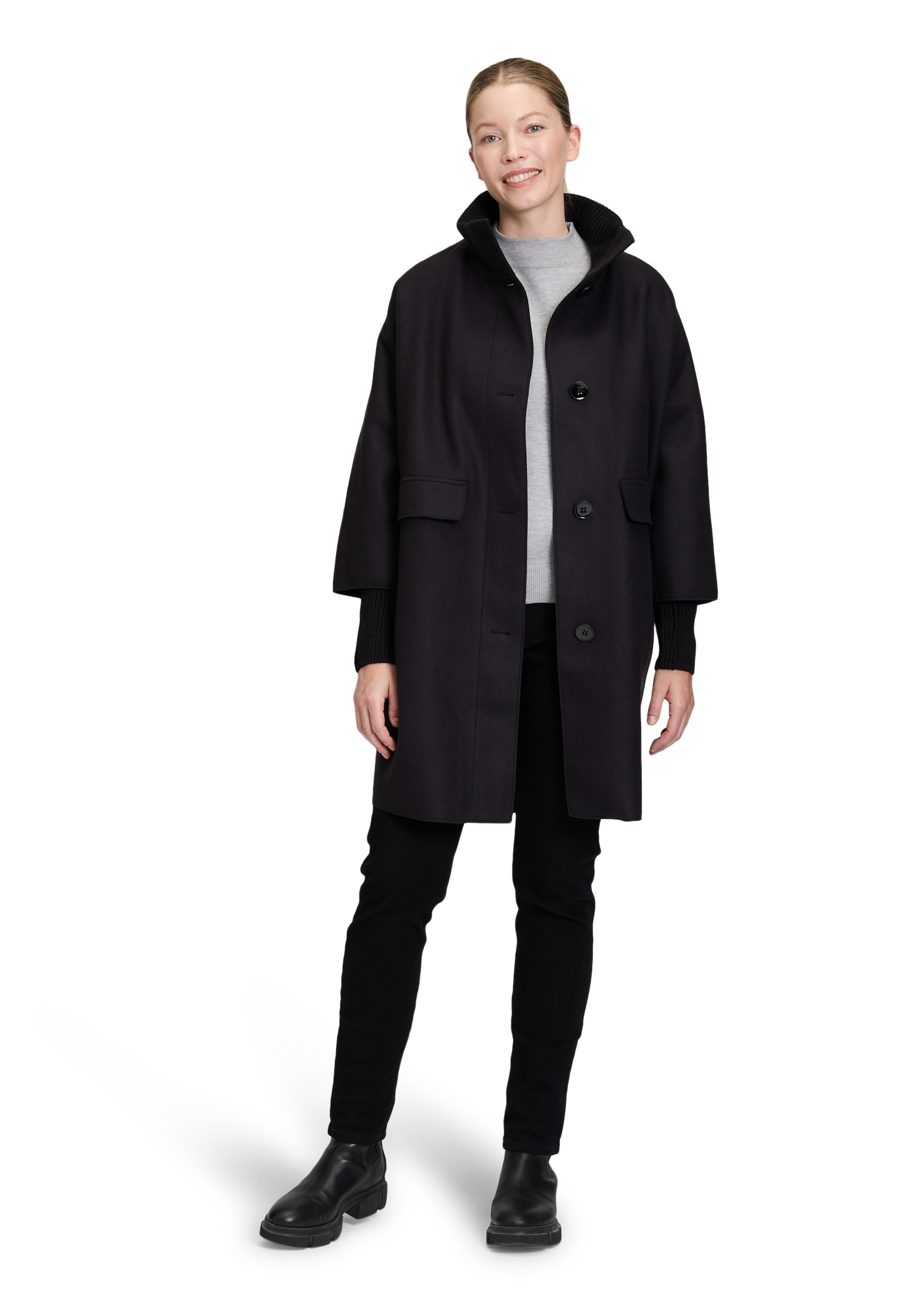 Betty Barclay Wolljacke »Wollmantel mit Strickdetails«