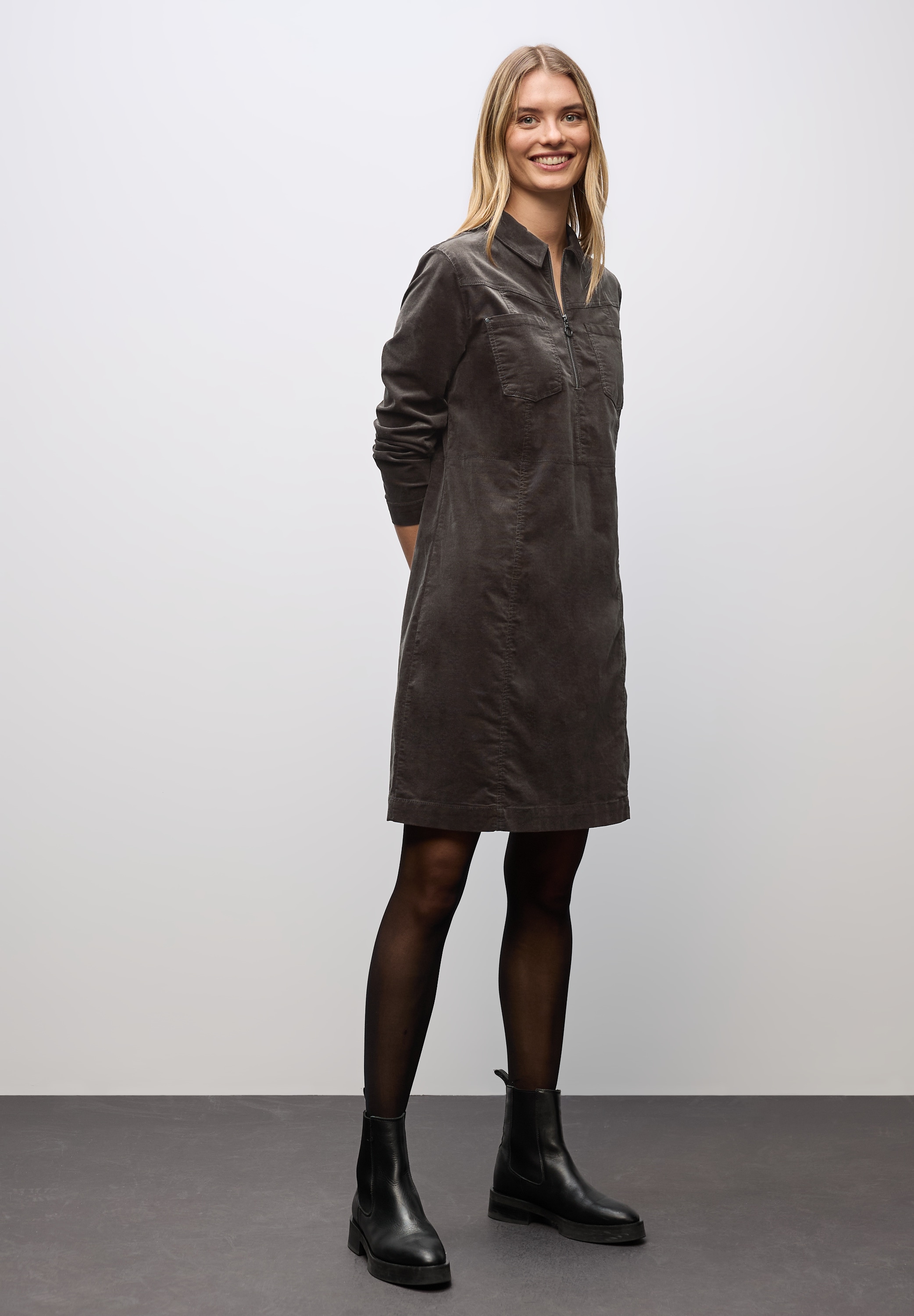 STREET ONE Cordkleid Brusttaschen mit Zipper