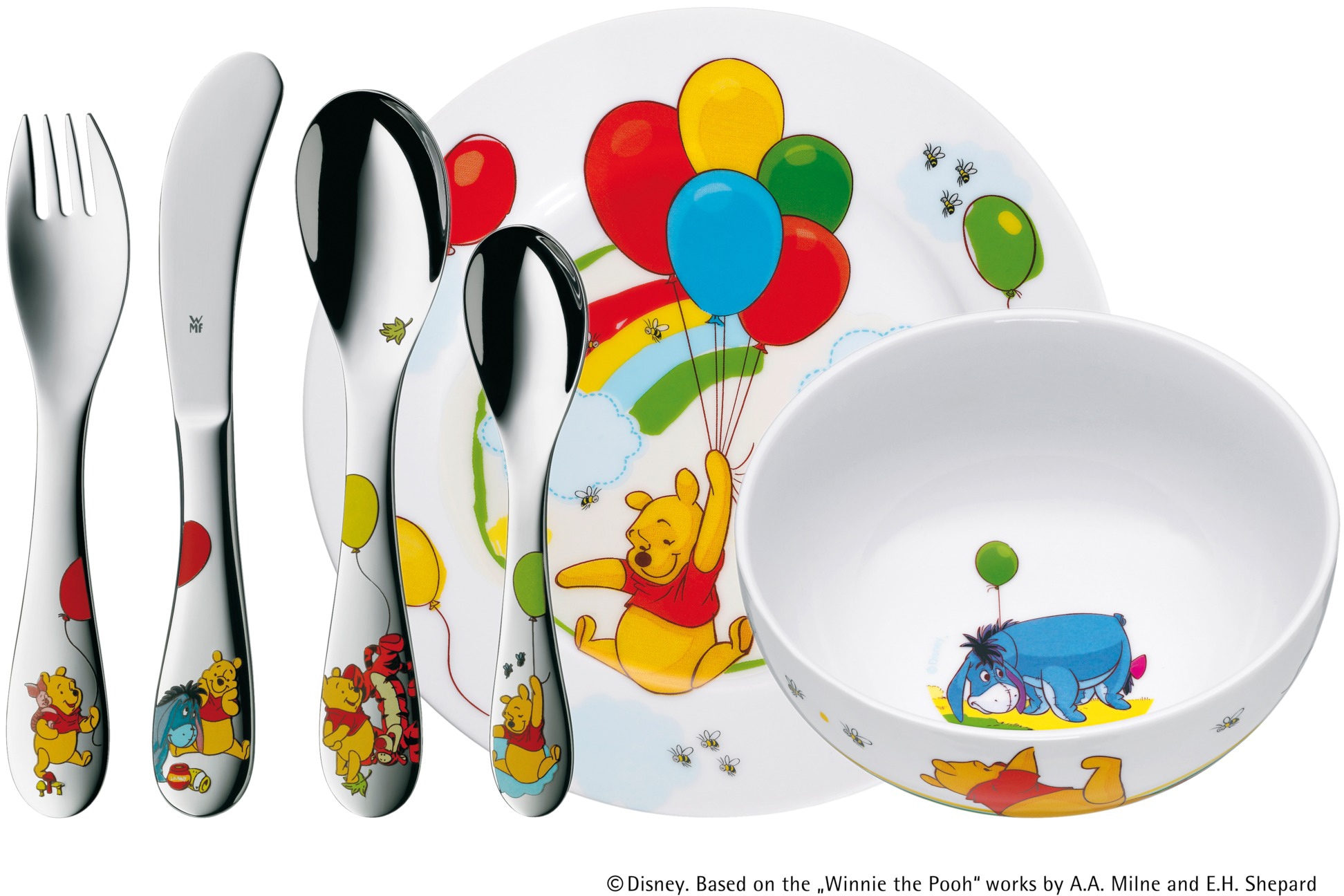 Kindergeschirr-Set »Winnie Pooh«, (Set, 6 tlg.), inkl.Kindermesser mit leichtem...