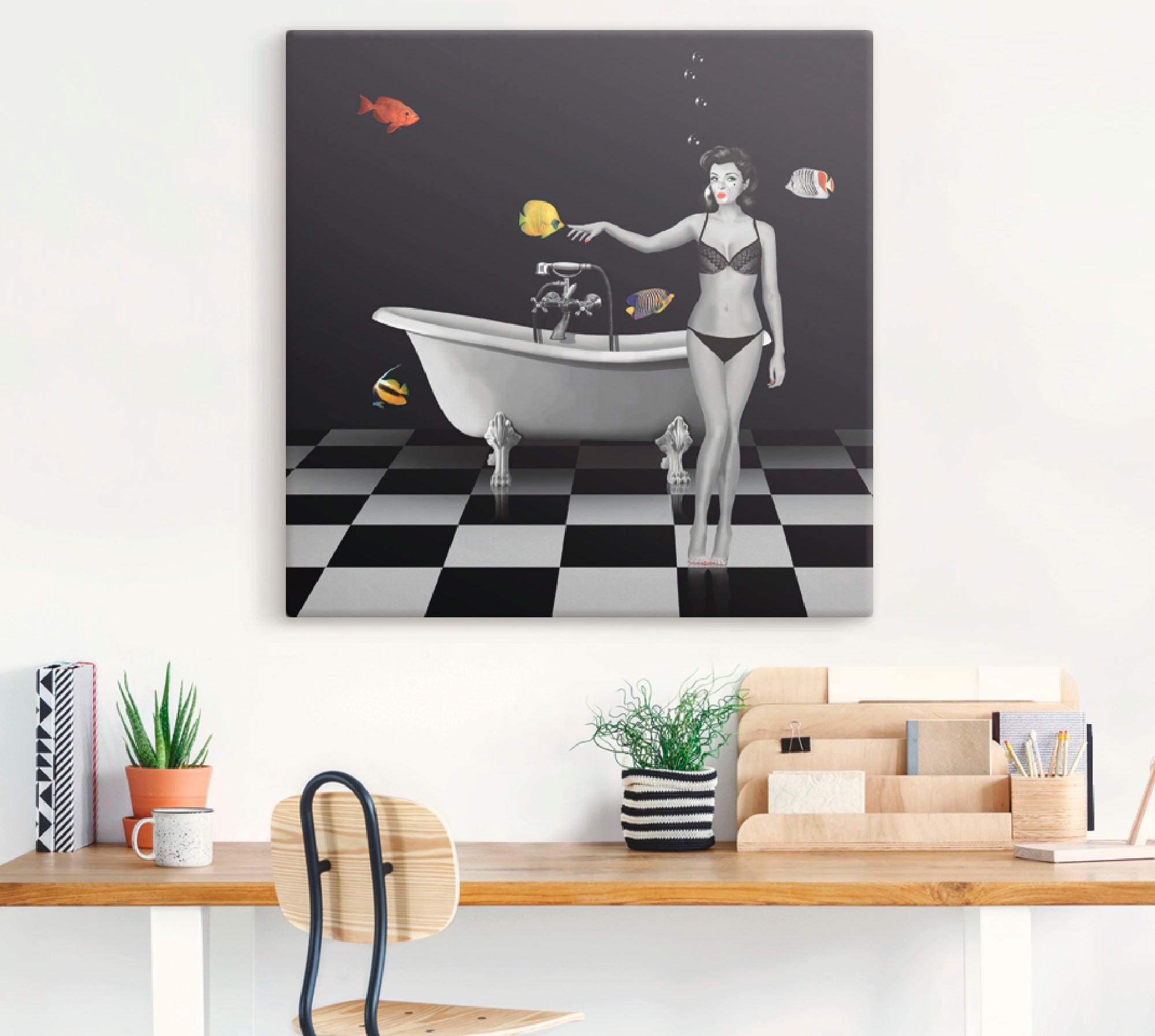 Artland Wandbild »Ein Badezimmer für Fische«, Frau, (1 St.), als Alubild, Outdoorbild, Leinwandbild in verschied. Größen