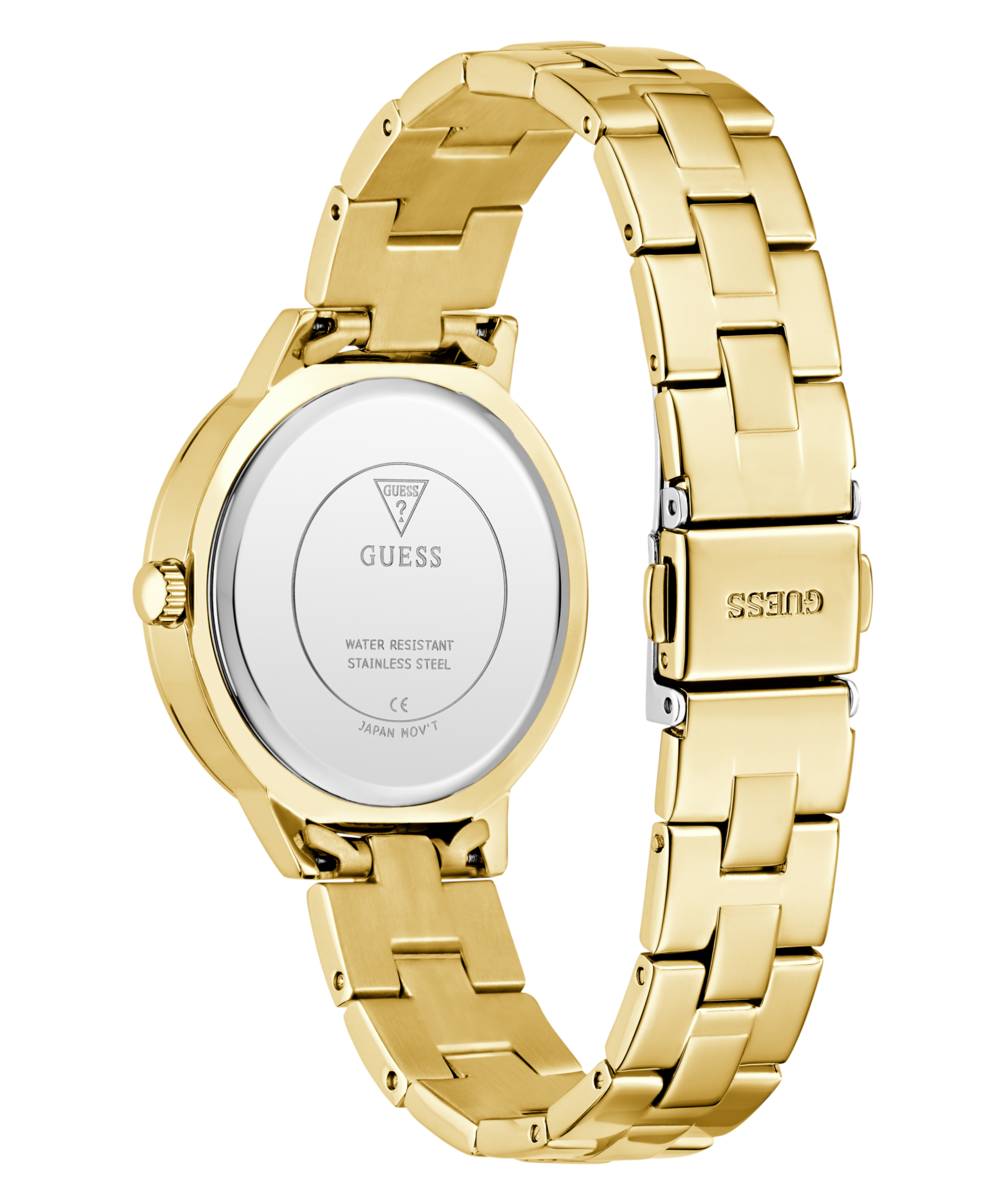 Guess Quarzuhr »G LACE« Armbanduhr, Damenuhr, Edelstahlarmband, Kristallsteine