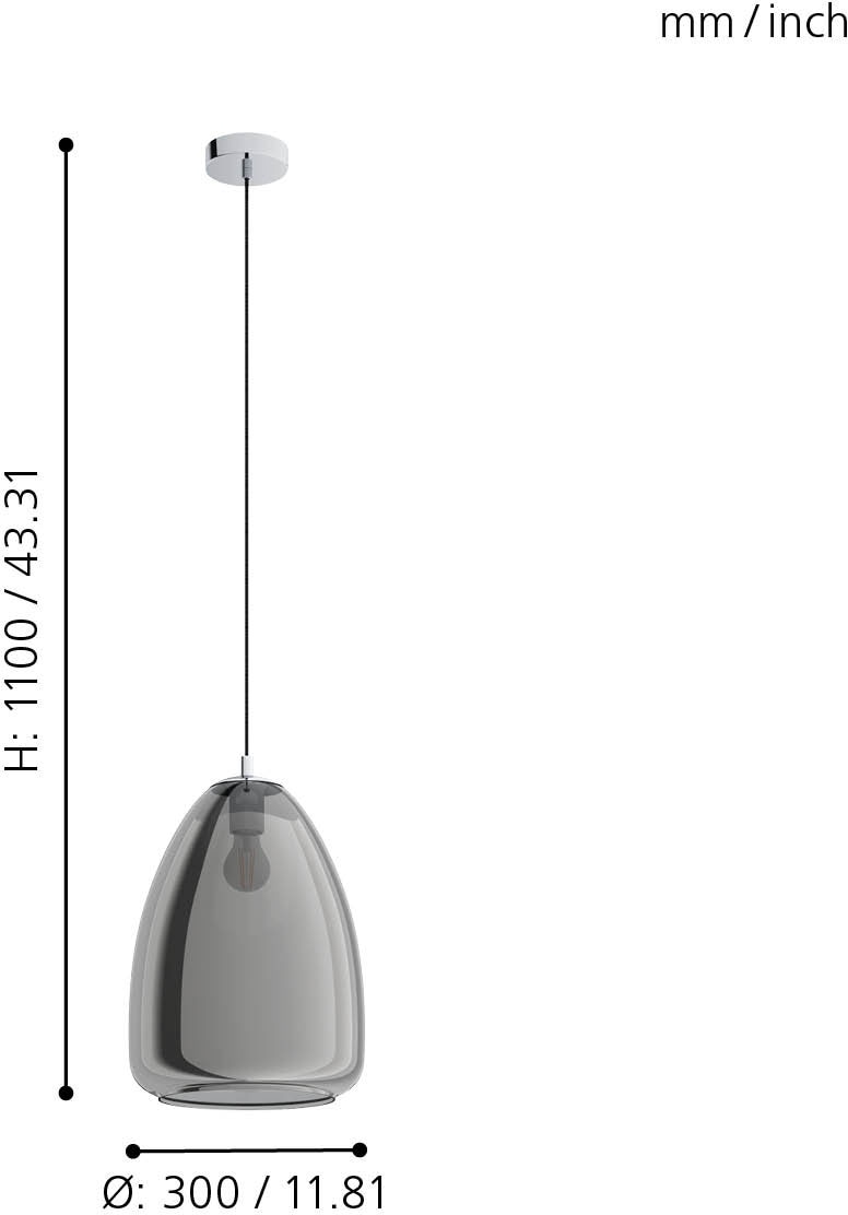 EGLO Hängeleuchte »ALOBRASE«, 1 flammig, Leuchtmittel E27 | Leuchtmittel wechselbar-ohne Leuchtmittel, chrom / Ø30 x H110 cm / Pendellampe / Esstischlampe / Küche