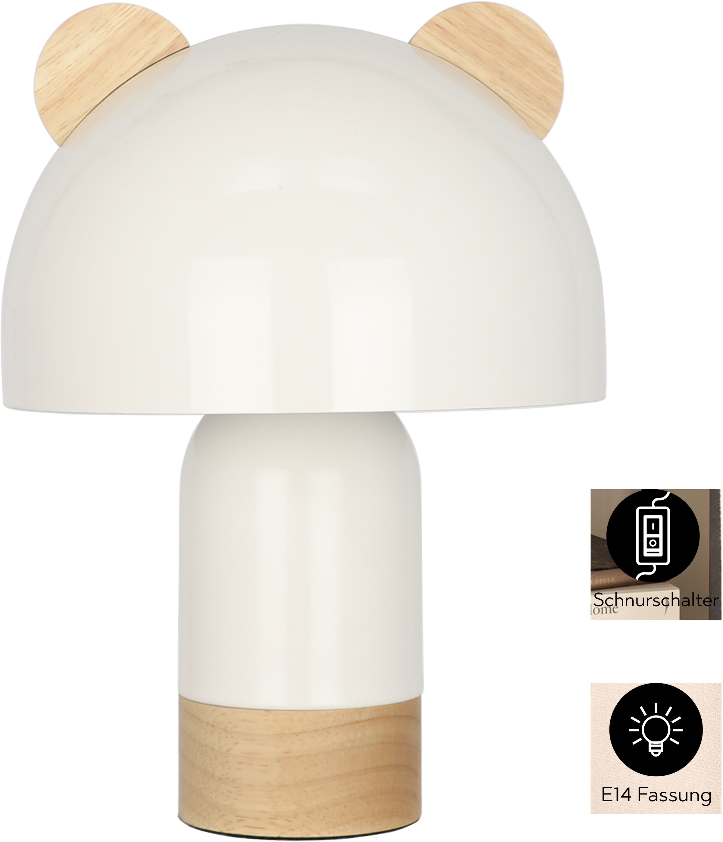 OTTO home Tischleuchte »Alinn« E14 1 Stk. ideale Kinderzimmerleuchte, Tischlampe, Leuchte mit Öhrchen, H: 27,5cm