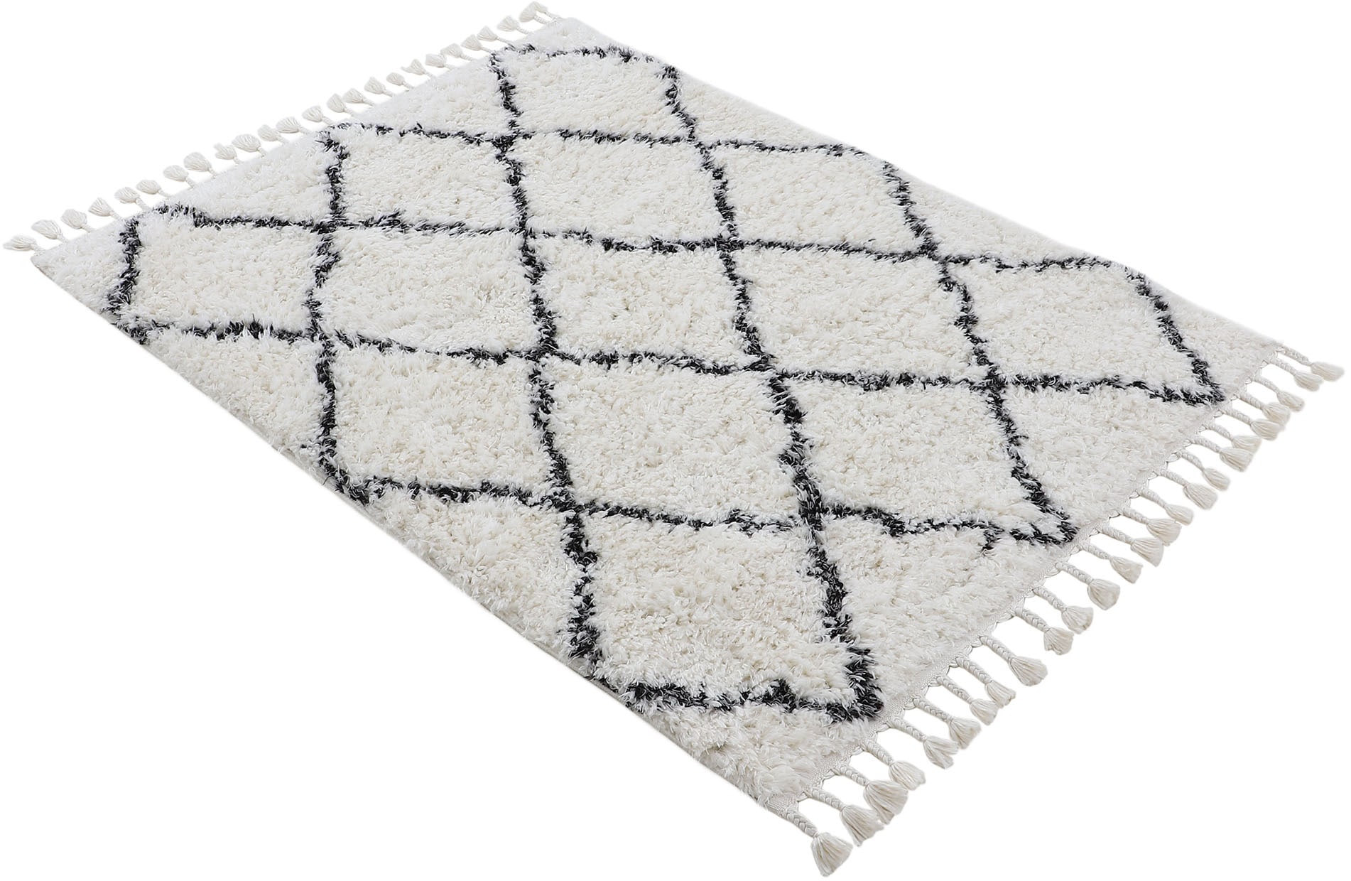 carpetfine Hochflor-Teppich »Eddy« rechteckig 30 mm Höhe Shaggy, auch als Läufer und in quadratisch, mit Fransen, Wohnzimmer