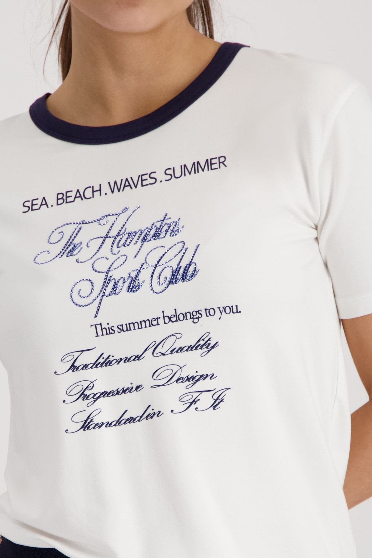 Monari T-Shirt Regular fit mit Strassschrift