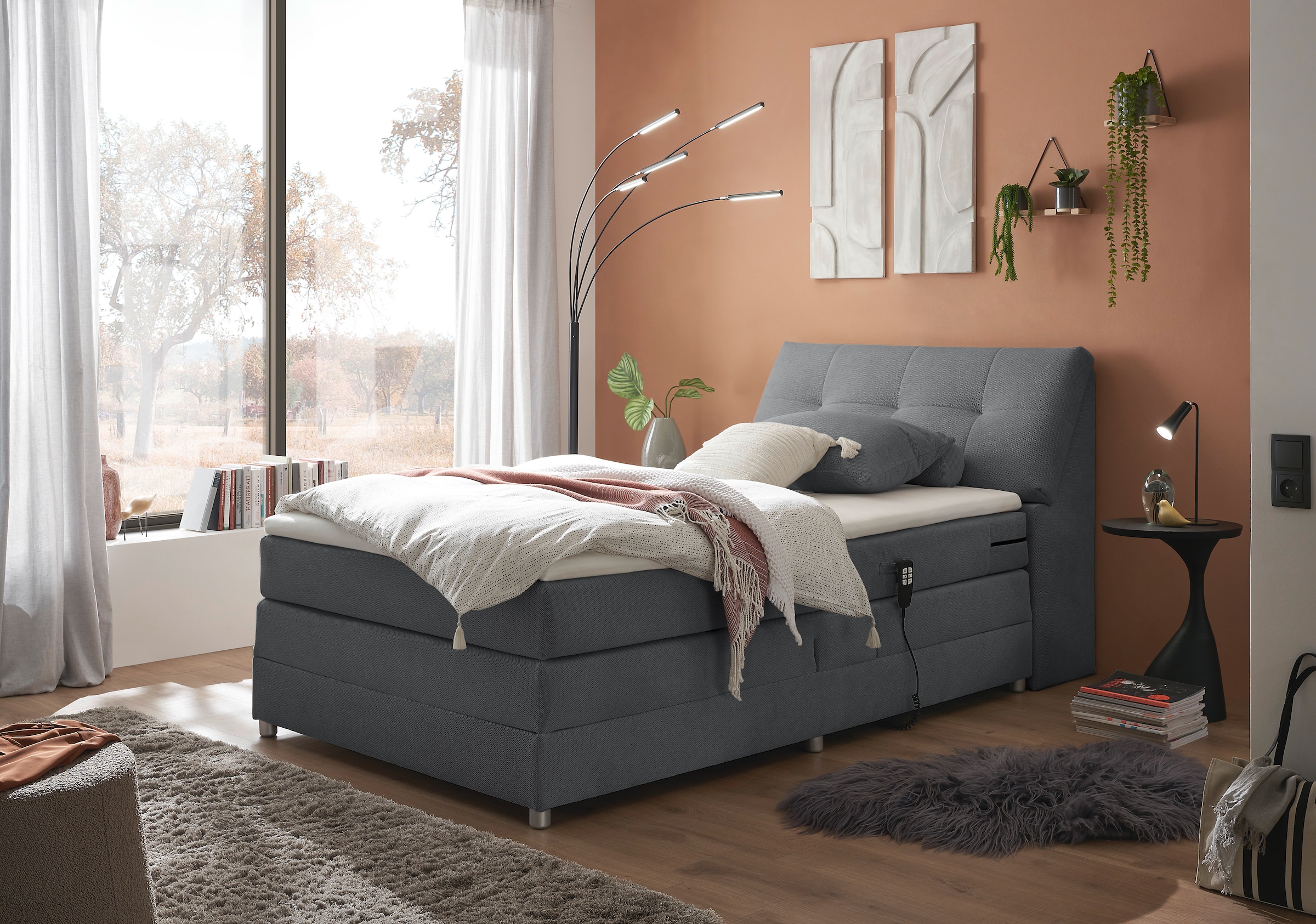 ED EXCITING DESIGN Boxspringbett »Toulouse«, inkl. Motor, inkl. Stauraum im Kopfteil