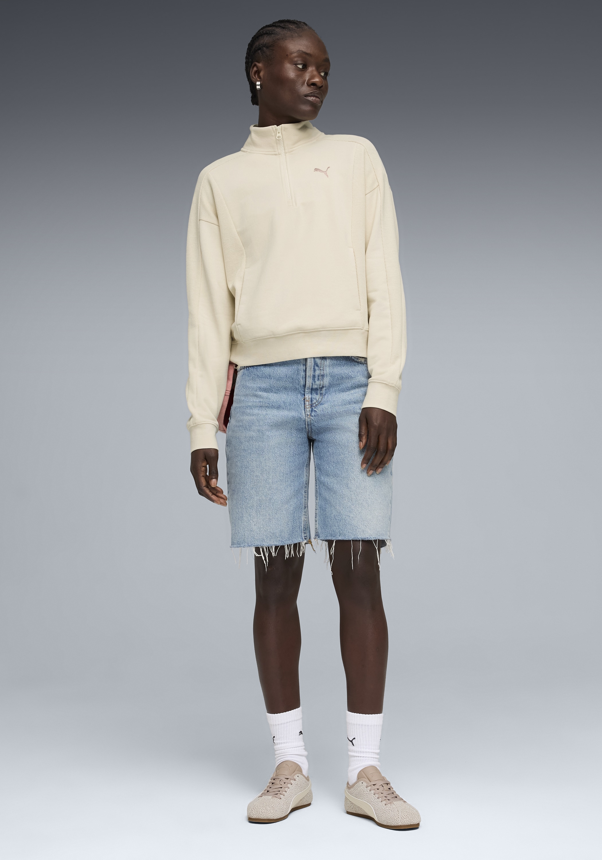 PUMA Langarmshirt »CLASS RELAXED HALF-ZIP CREW« mit Stehkragen, mit Reißverschluss, mit Eingrifftaschen