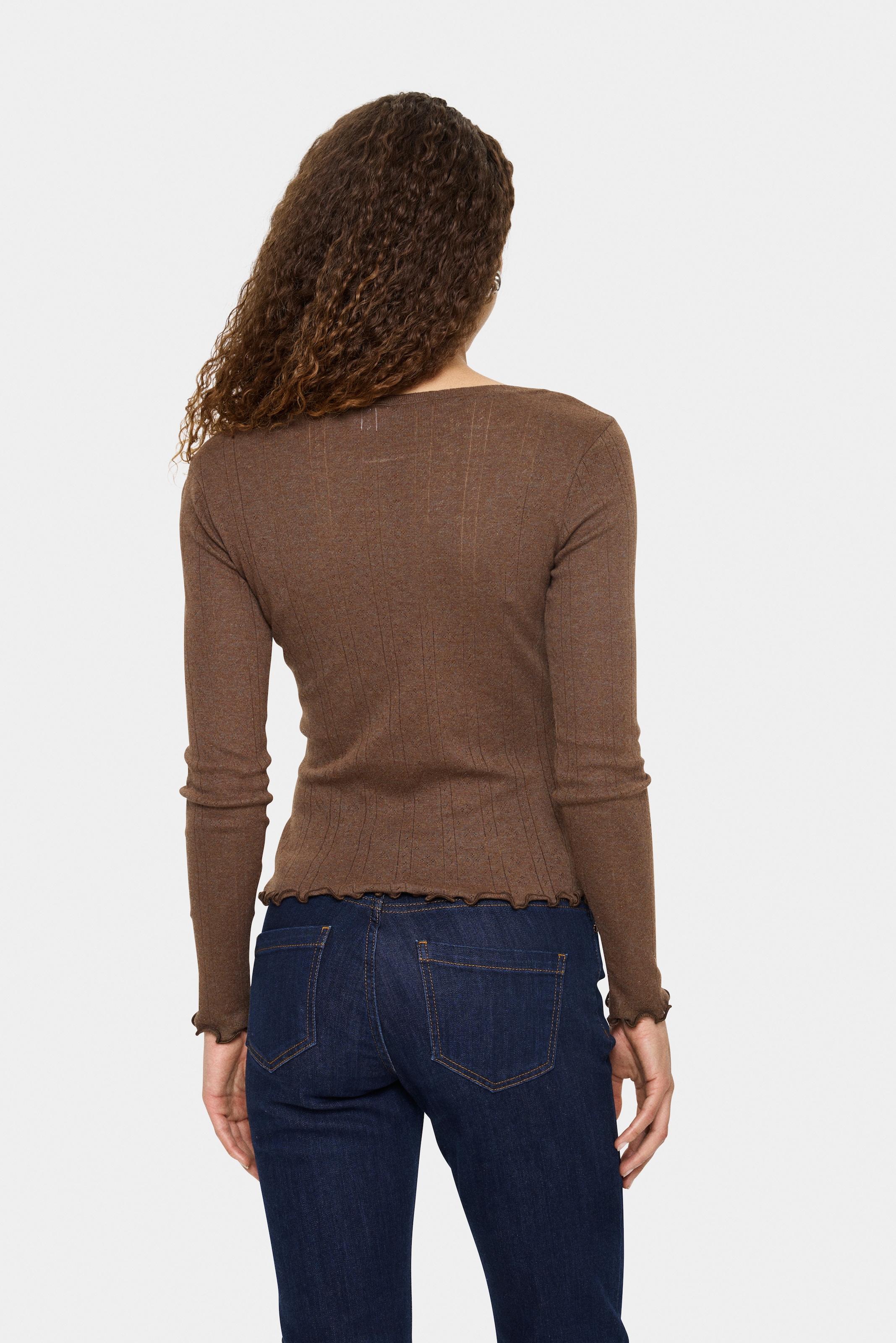 Saint Tropez Strickjacke »GruSZ Cardigan«, mit Lochstickerei und gewelltem Saum