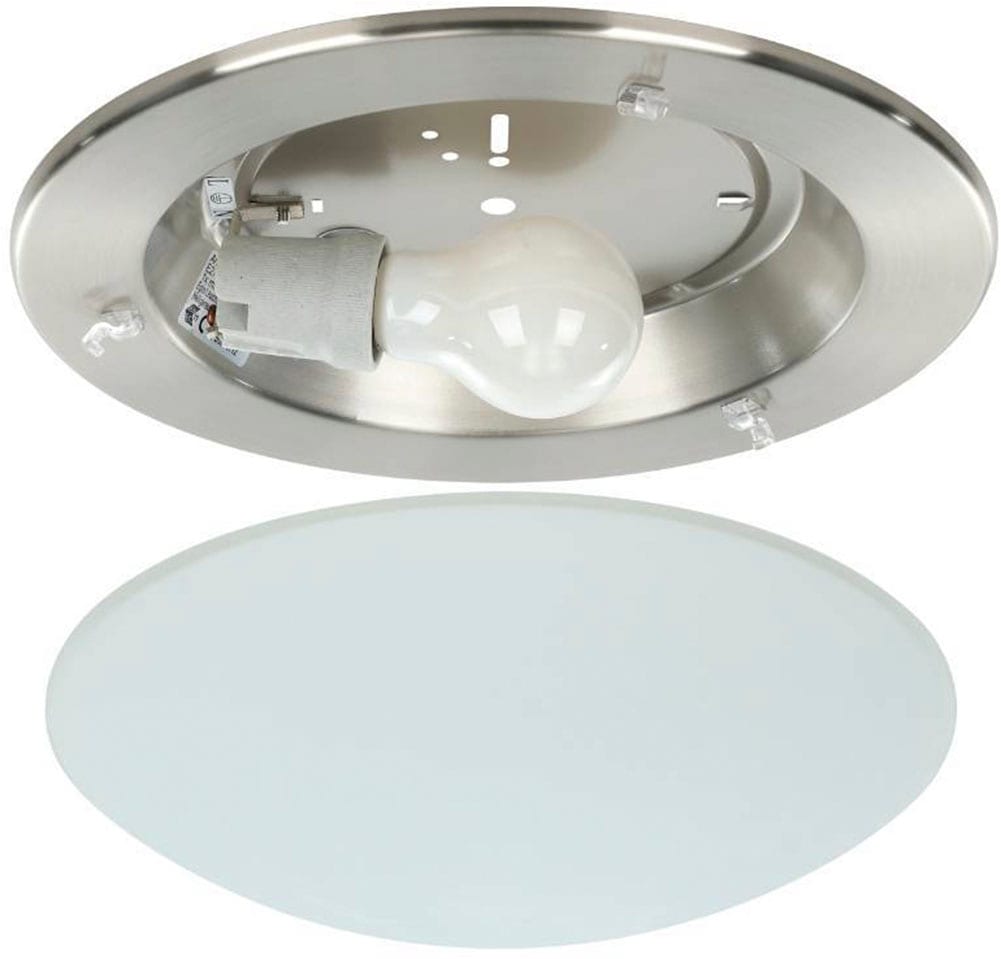 EGLO Deckenleuchte »PLANET Deckenlampe, silber, weißes satiniertes Glas, Küchenlampe, E27«, 1 flammig, Leuchtmittel E27 | ohne Leuchtmittel, Wohnzimmerlampe, Flurlampe, Esszimmer, Büro, zeitlos, 29x29x8,5cm