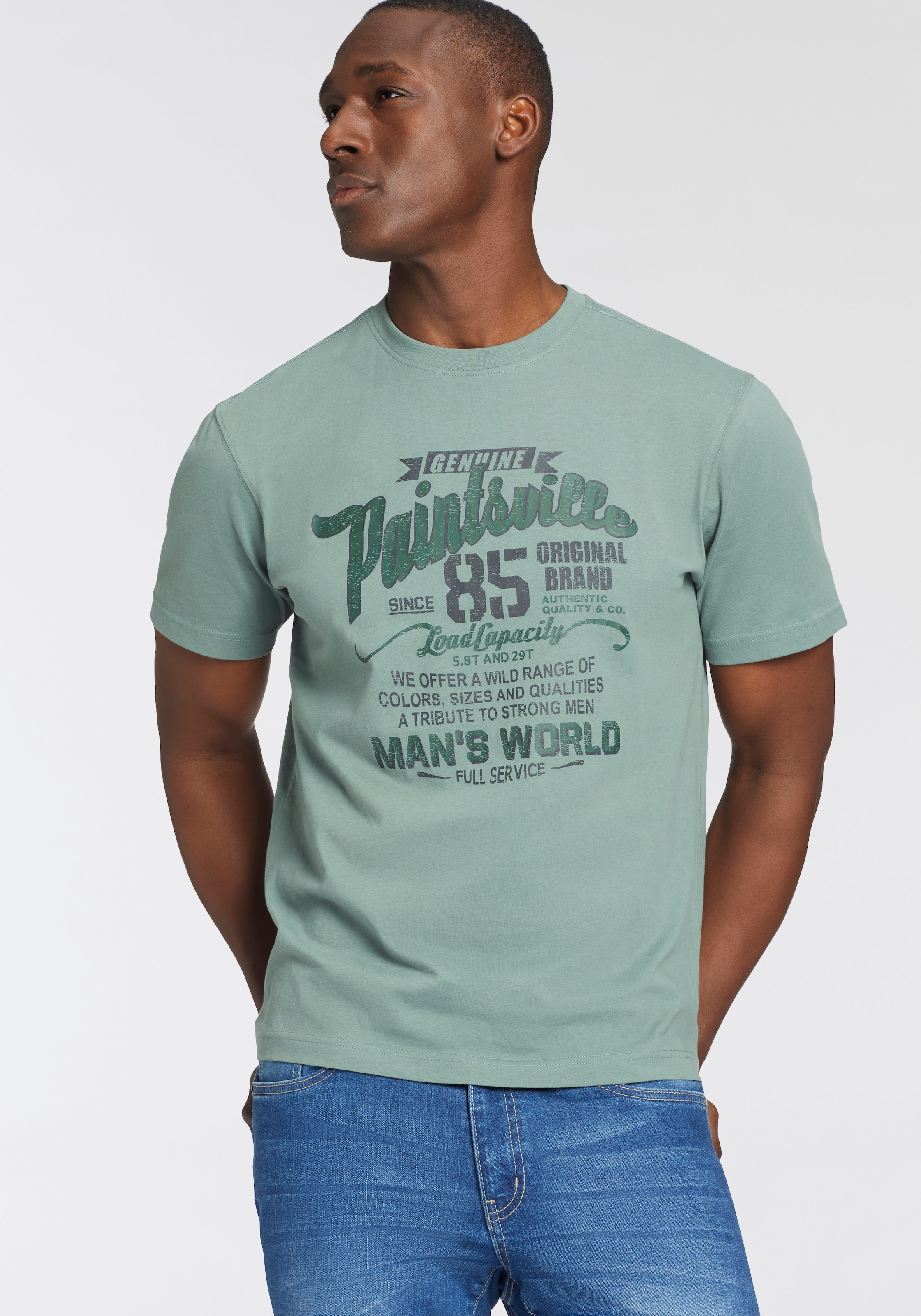 Man's World T-Shirt, Kurzarm, mit stylischem Print, Rundhalsausschnitt, aus Baumwolle