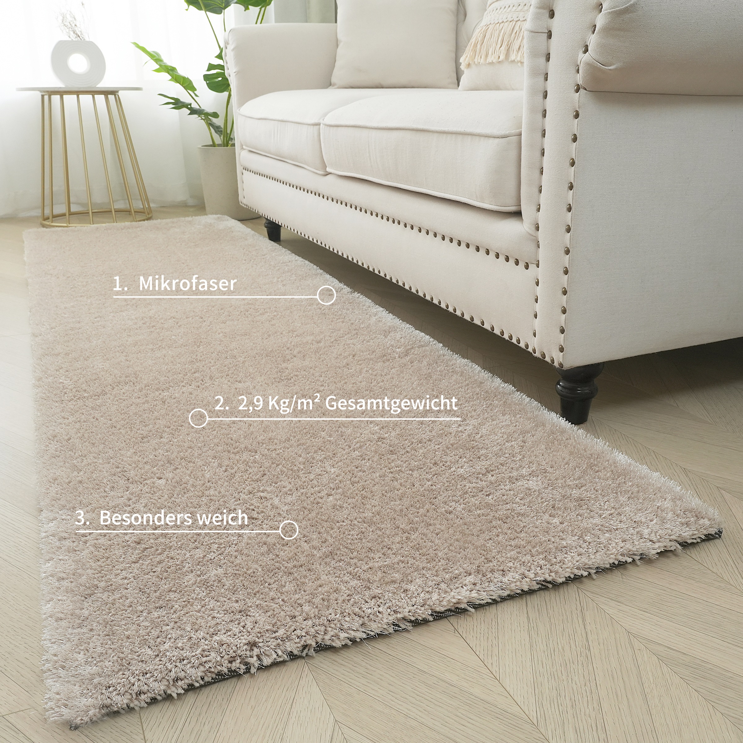Bruno Banani Hochflor-Läufer »Dana Teppich, Kundenliebling«, rechteckig, 30 mm Höhe, Brücke, uni, weich, Mikrofaser, Diele, Flur, Wohnzimmer, Schlafzimmer