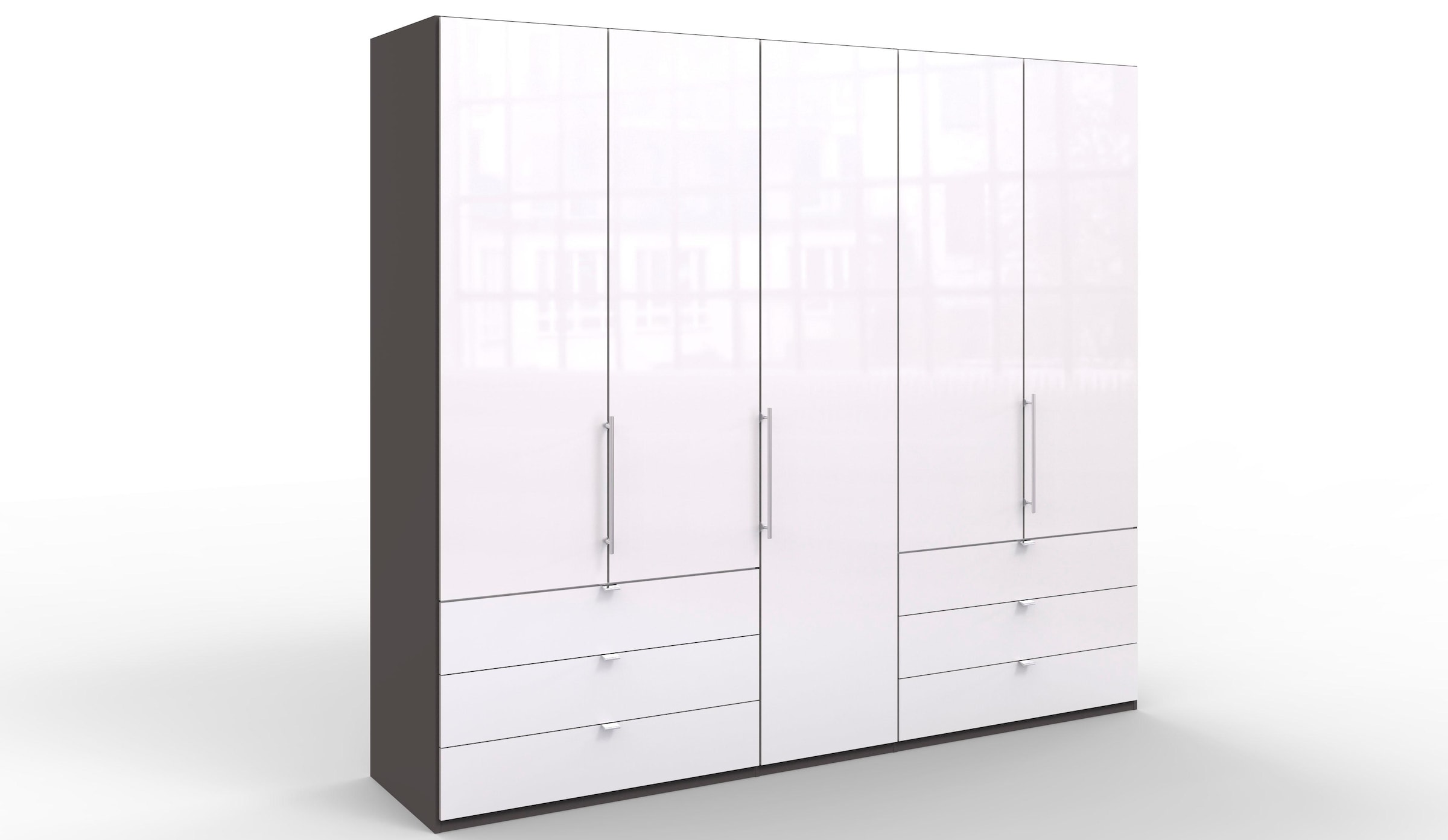 WIEMANN Falttürenschrank »Loft, in stilvoller Optik, Made in Germany«, widerstandsfähige Glasfronten, geräuscharme Türen, mit Panoramaöffnung