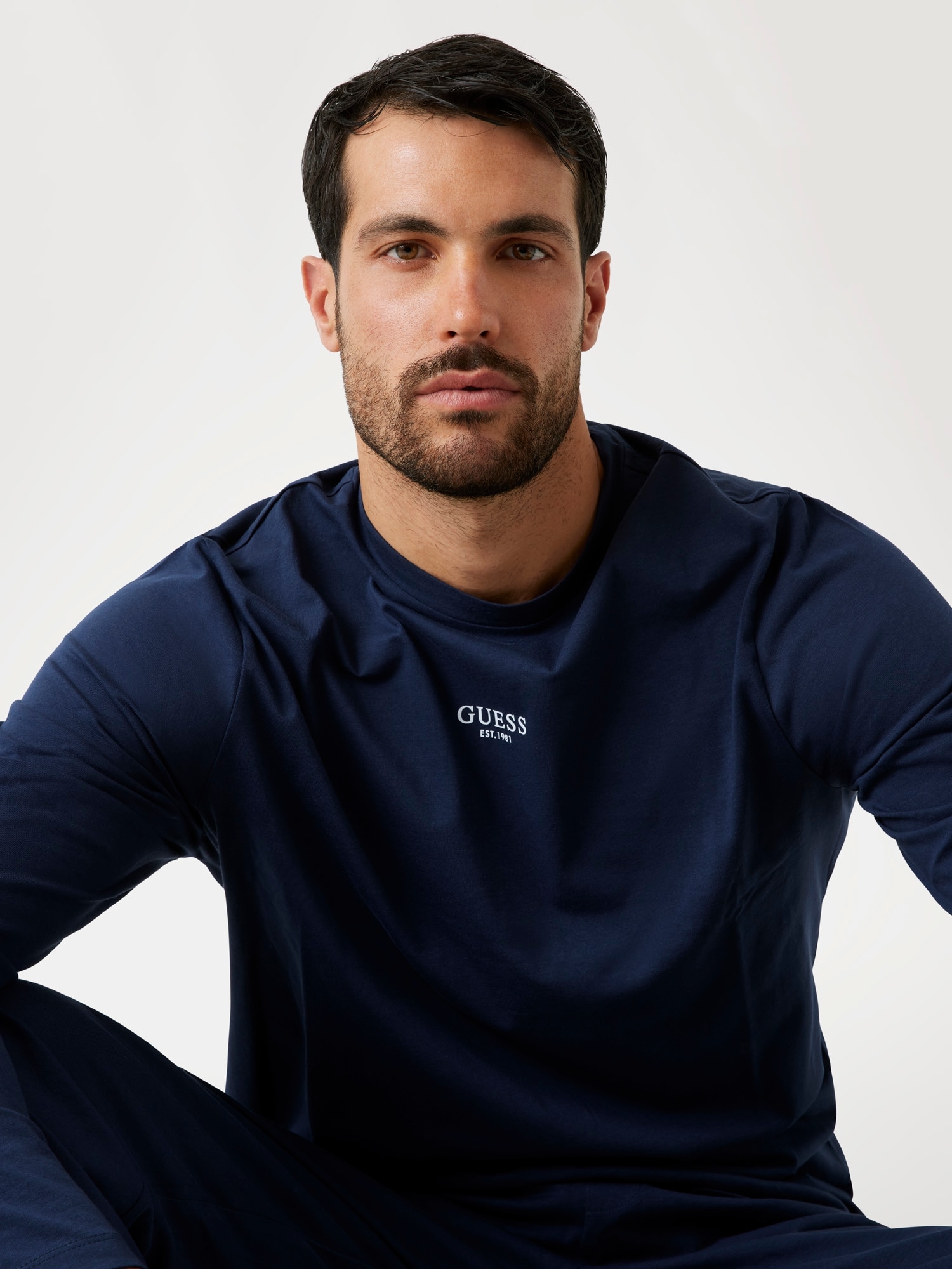 Guess Pyjama »DERRICK PJ SET LONG« Set, 2 aus Baumwolljersey