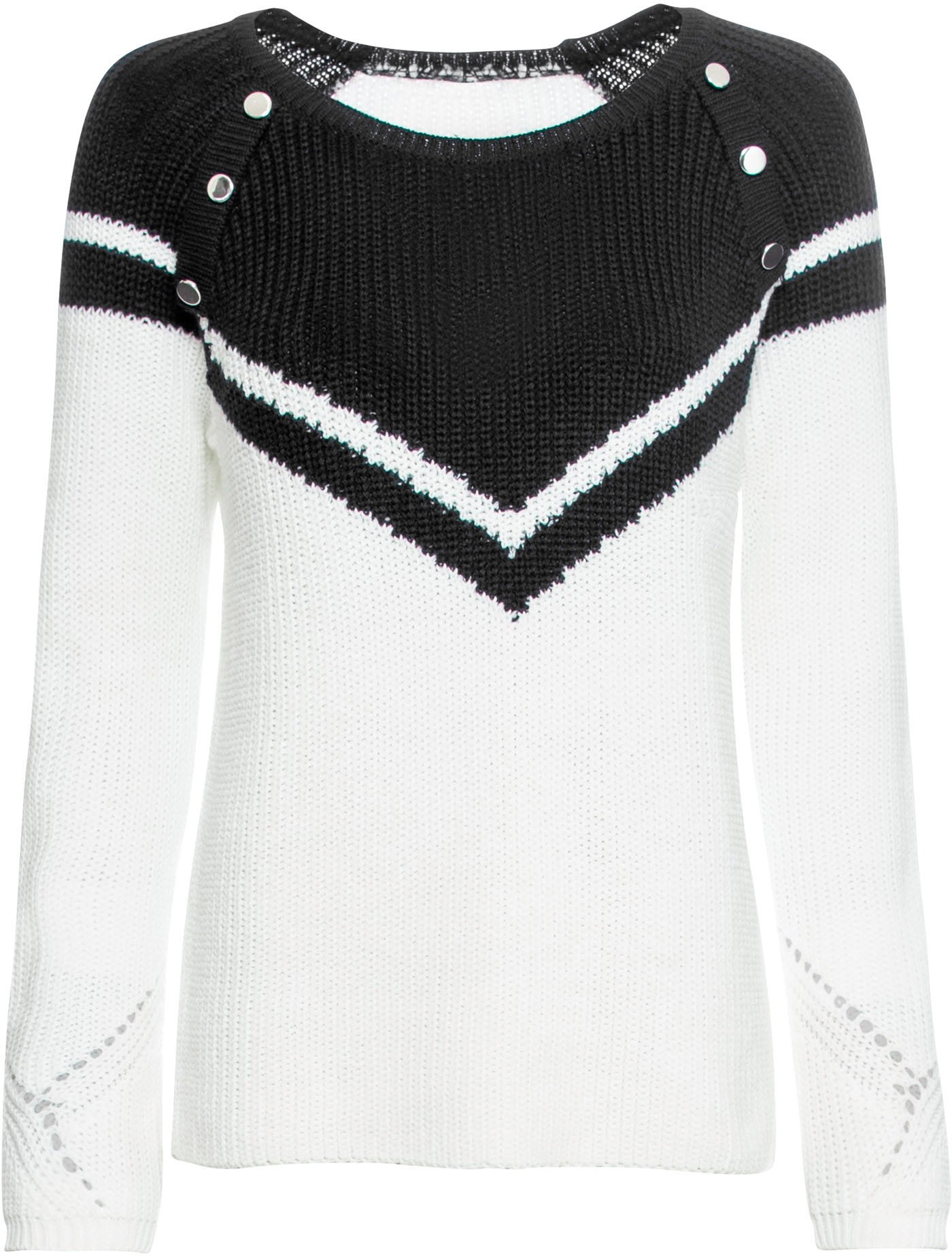 bonprix Strickpullover mit Knopfverzierung, lockere Passform, Raglanärmel, 2-farbig