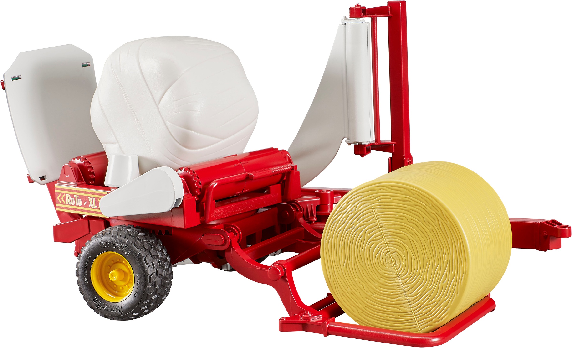 Bruder® Spielzeug-Landmaschine »Ballenwickler 38 cm mit Rundballen ocker/weiss (02122)« Made in Europe