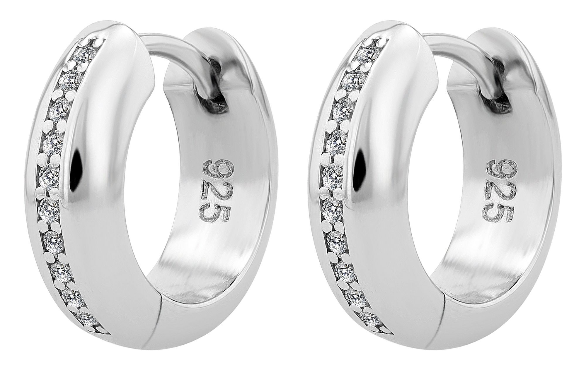 Adelia´s Paar Creolen »Damen Ohrringe ¿ Klappcreole aus 925 Silber mit Zirkonia«