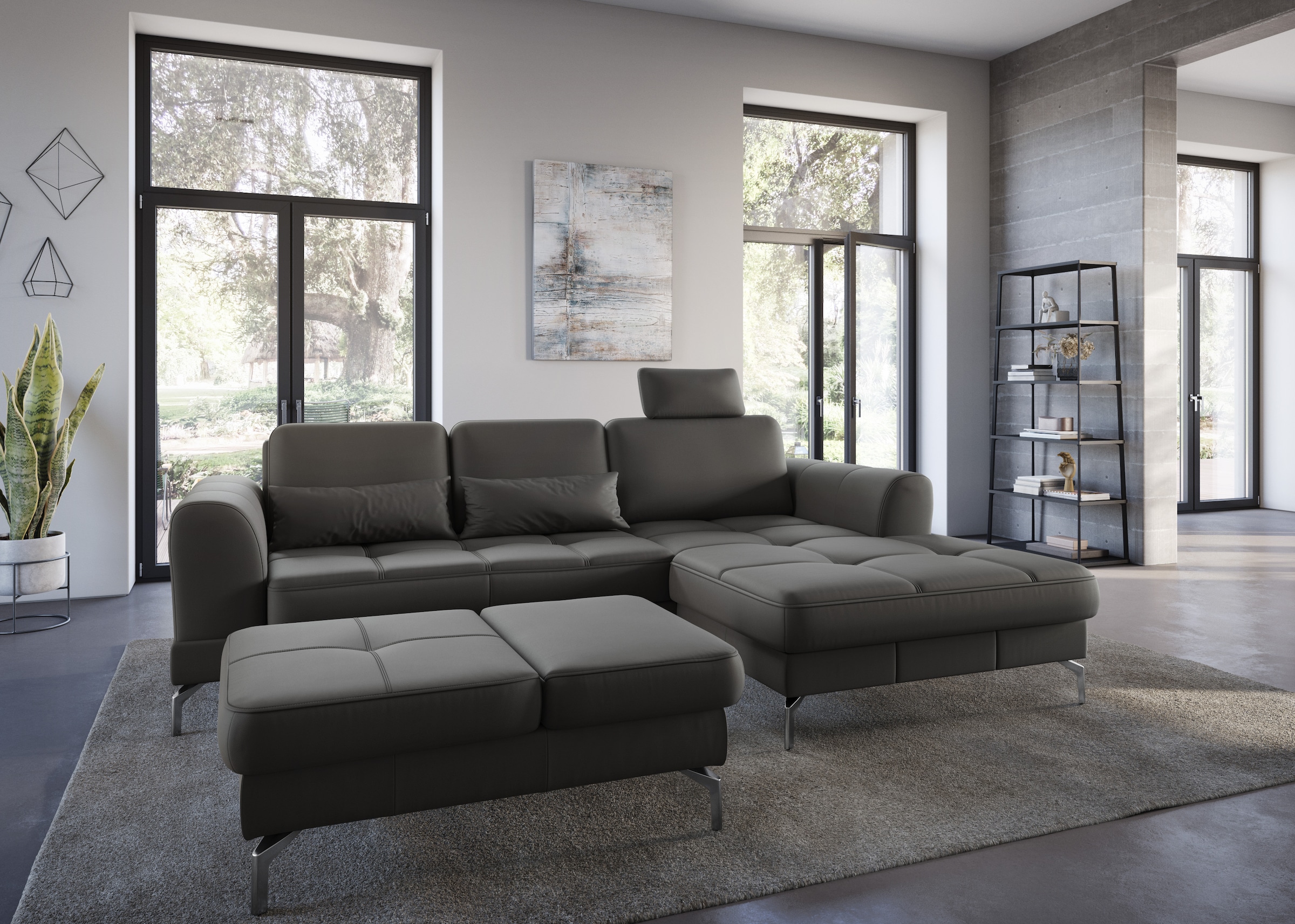 sit&more Ecksofa »Bendigo L-Form«, inklusive Sitztiefenverstellung, Bodenfreiheit 15 cm, 2 Fußfarben