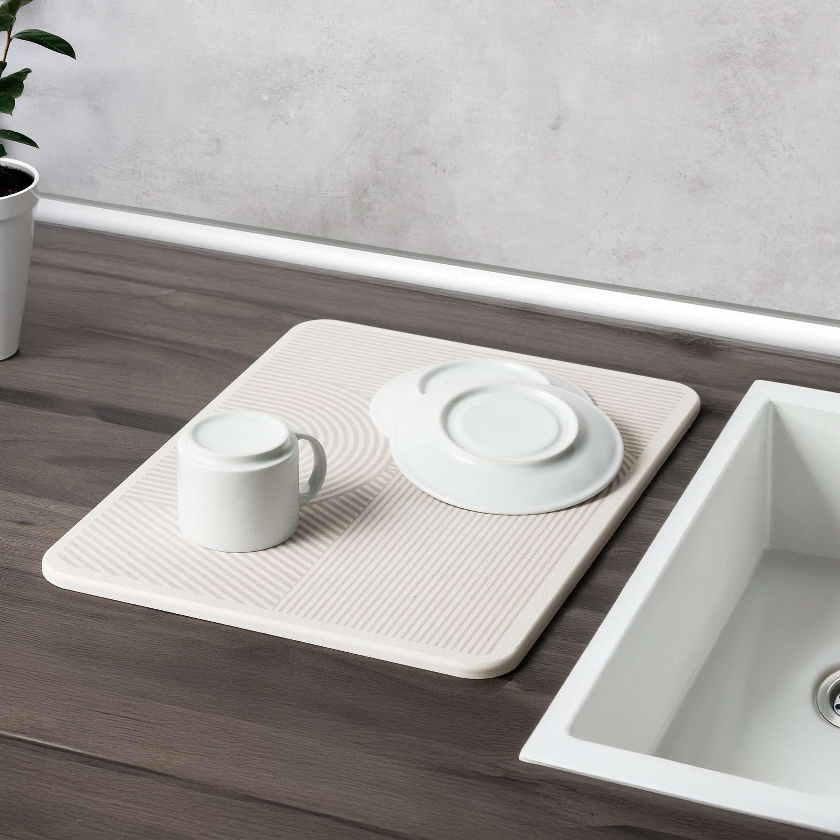 WENKO Abtropfmatte »Modell Damon« Abtropfplatte für Geschirr aus Kieselgur, schnelltrocknend, rutschfest