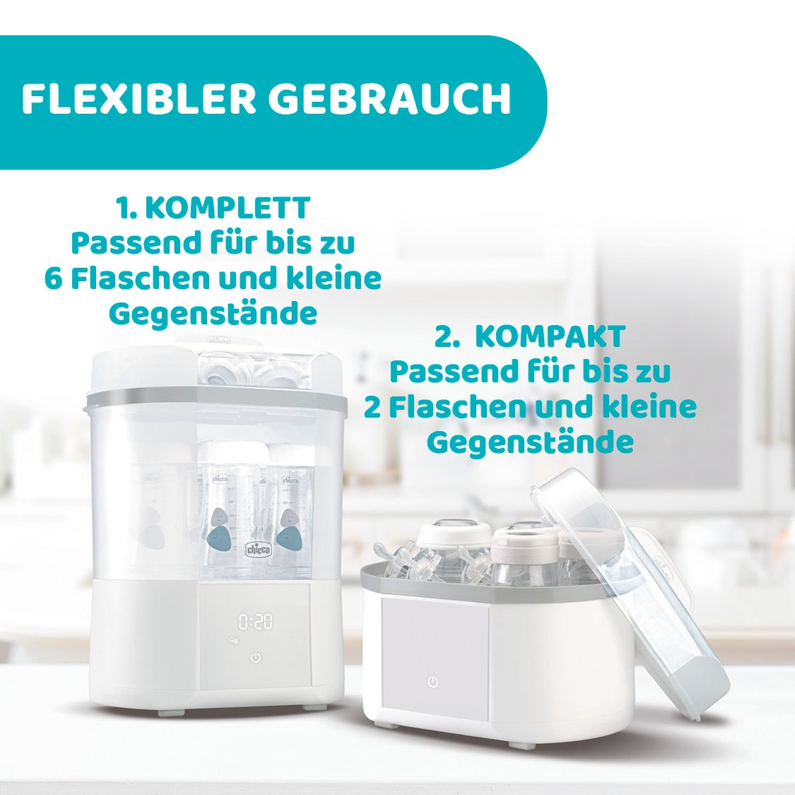 Chicco Dampfsterilisator »Modularer Sterlisator mit Trocknungsfunkion«, mit Trocknungsfunktion