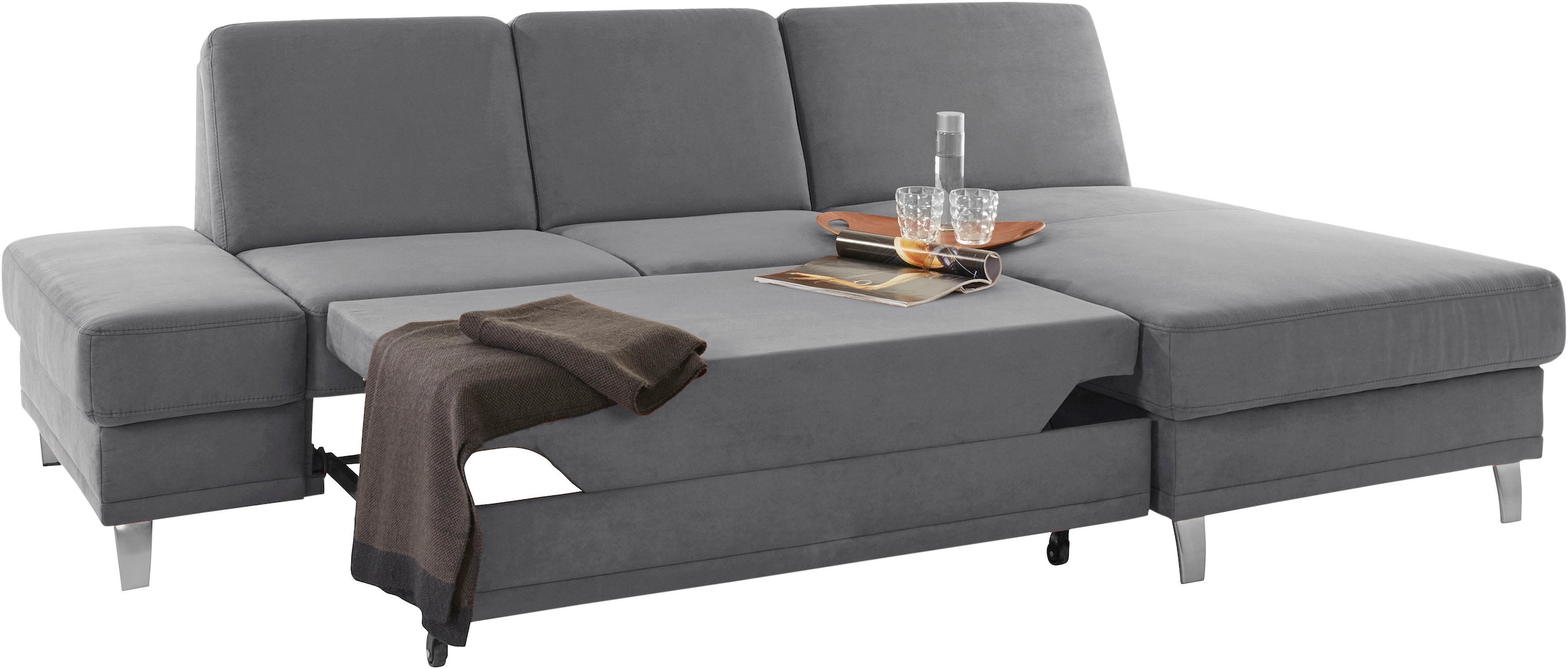 sit&more Ecksofa »Clio L-Form«, wahlweise mit Bettfunktion oder Vorziehsitz und Bettkasten, Federkern