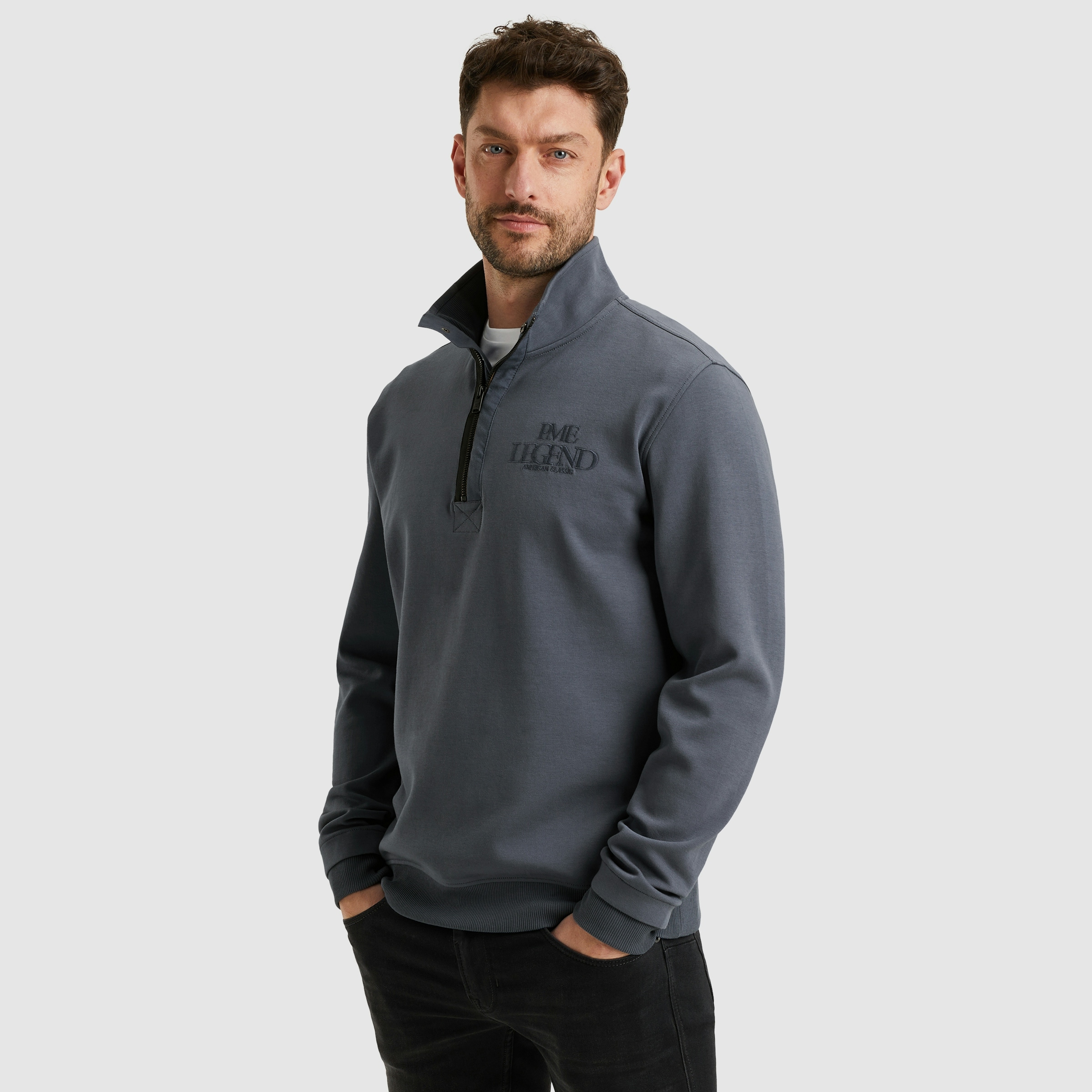 PME LEGEND Sweater , mit Logo-Stickerei und Troyer-Kragen mit Reißverschluss
