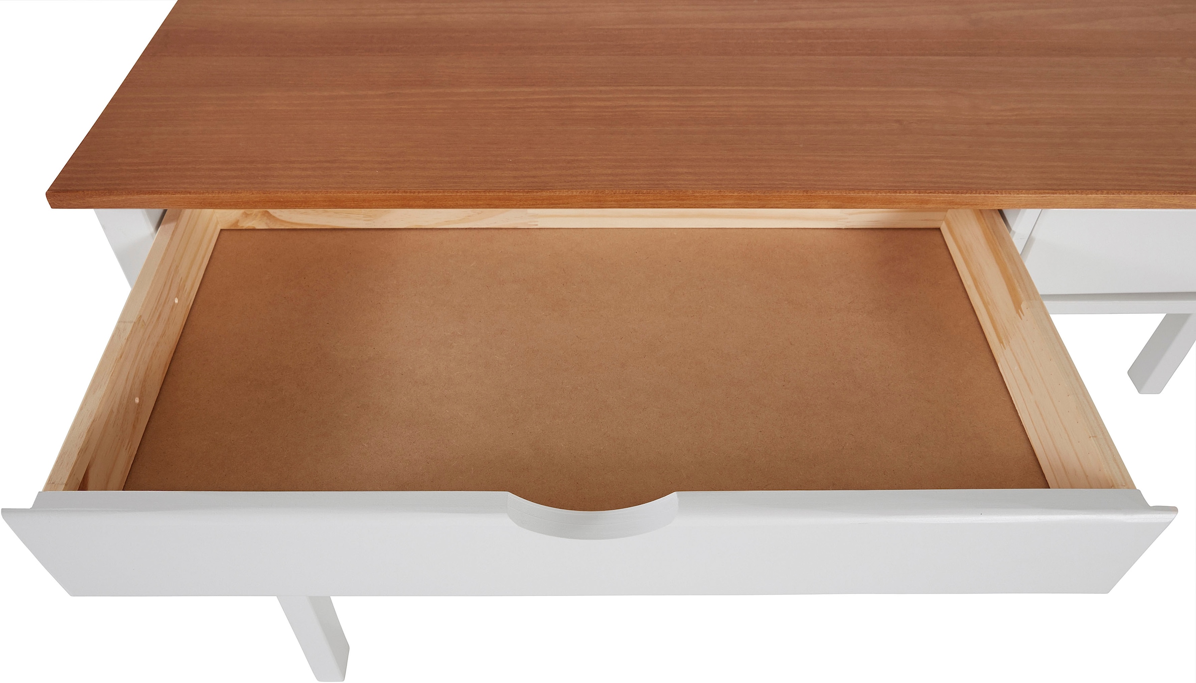 INOSIGN Schreibtisch »Gava«, praktischen 140 online aus cm mit massiven bei Griffmulden, Kiefernholz, Breite OTTO