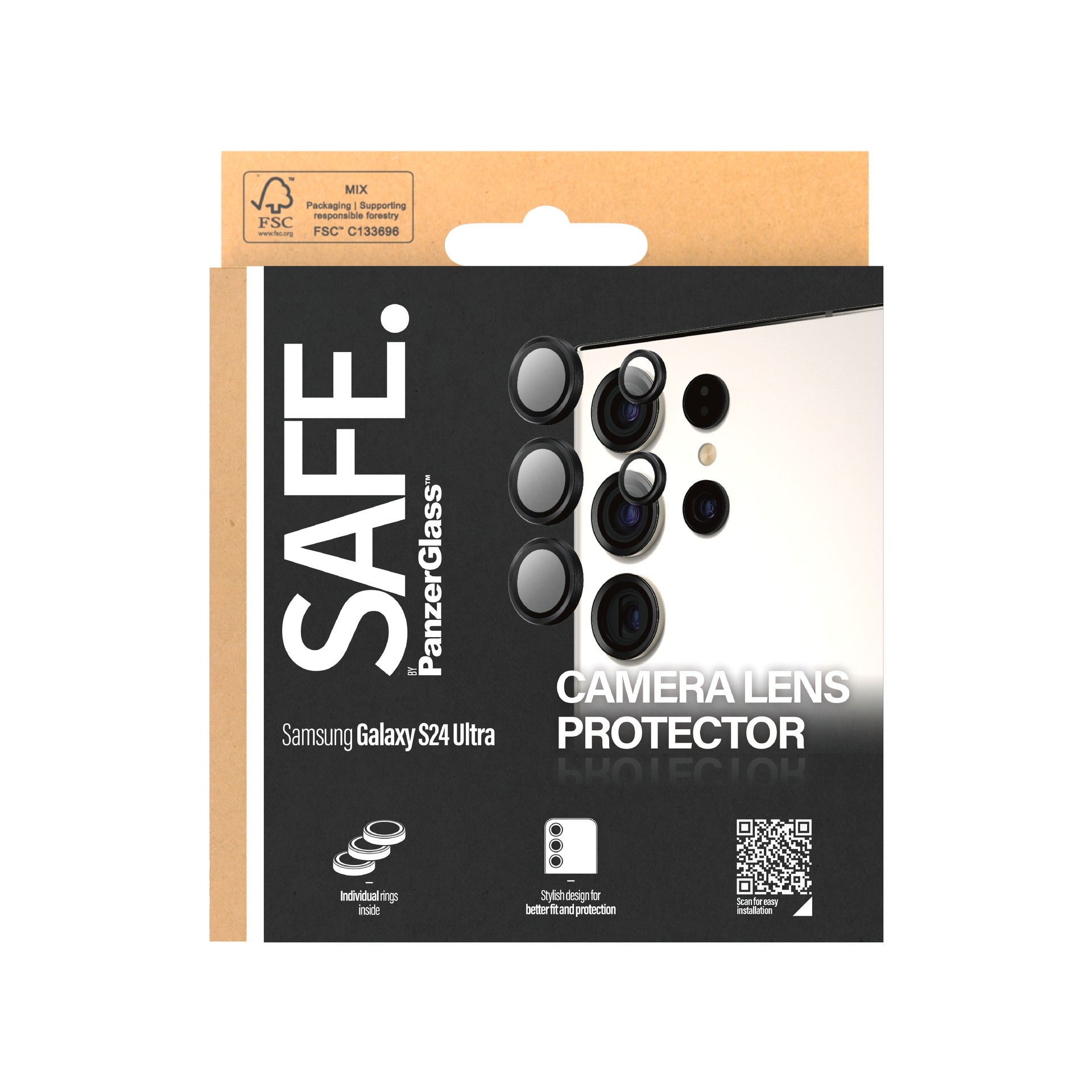 SAFE by PanzerGlass Kameraschutzglas »Camera Lens Protector«, für Samsung Galaxy S24 Ultra, Lens Cover, stoßfest, kratzbeständig