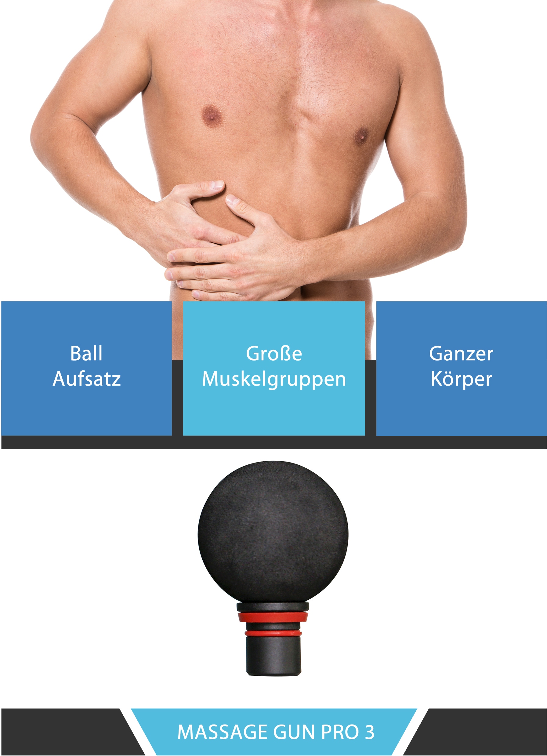 body coach Massagegerät »Massage Gun Pro 3 kabellose Akku Massagepistole für den ganzen Körper«, (Set, 6 tlg., Vibration Massagegerät mit 4 Aufsätzen)