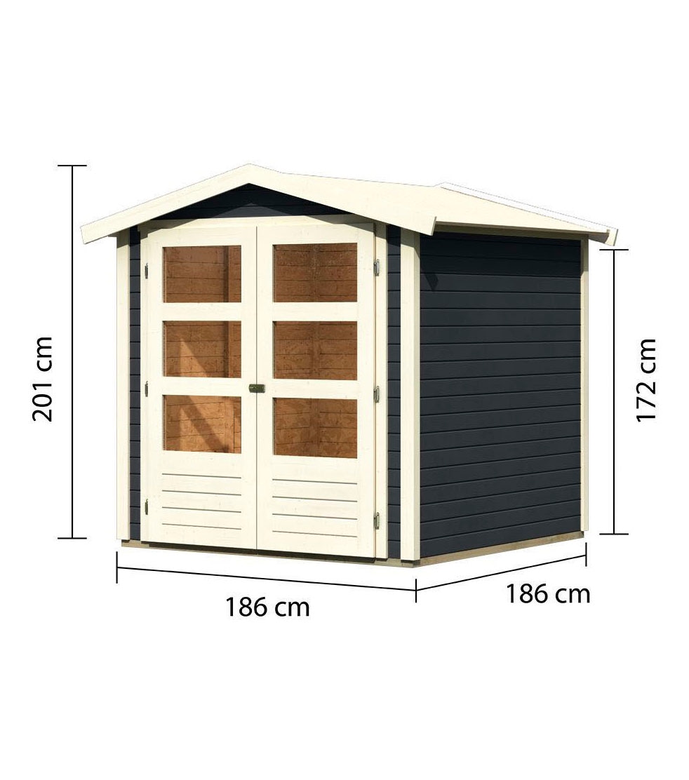 Karibu Gartenhaus »Carlberg 2«, (Set), anthrazit, naturbelassen oder terragrau