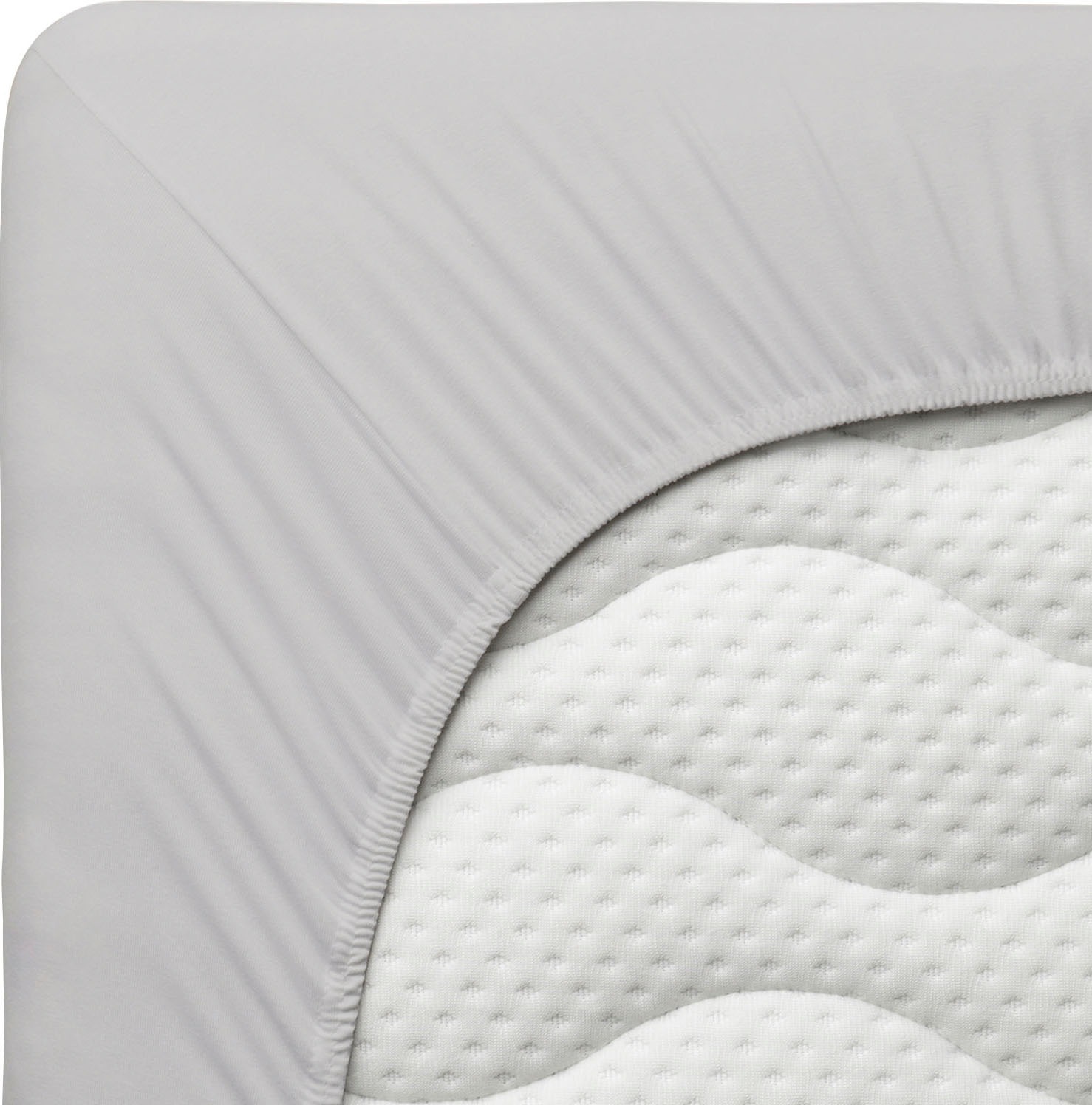 Schlafgut Spannbettlaken »PREMIUM Mako-Zwirn-Jersey, 220 g/m², 95% Bio-Baumwolle, 5% Elasthan« Bettlaken bis 30 cm Höhe, PREMIUM-Qualität langlebig, perfekter Sitz