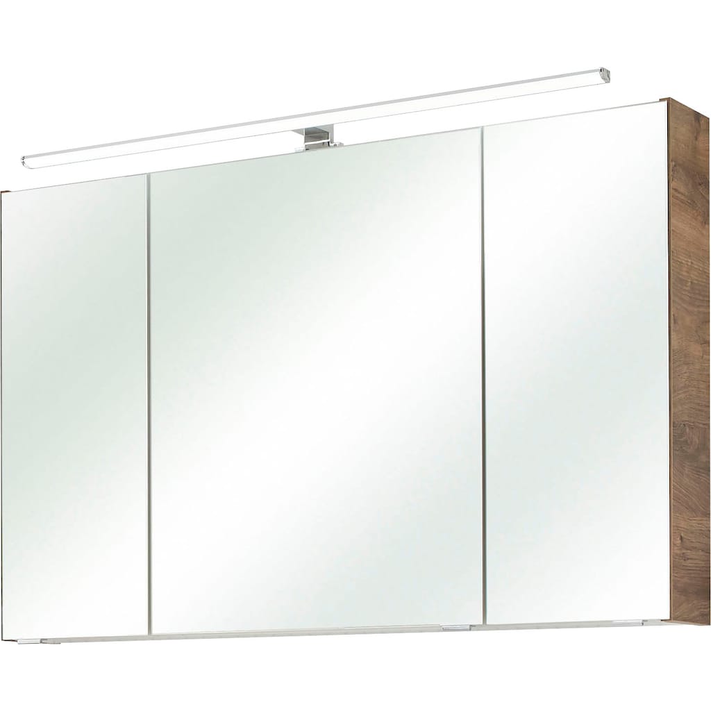 Saphir Spiegelschrank »Quickset Badschrank, 3 Spiegeltüren, 6 Einlegeböden, 105 cm breit«, inkl. LED-Beleuchtung, Türdämpfer, Schalter-/Steckdosenkombination