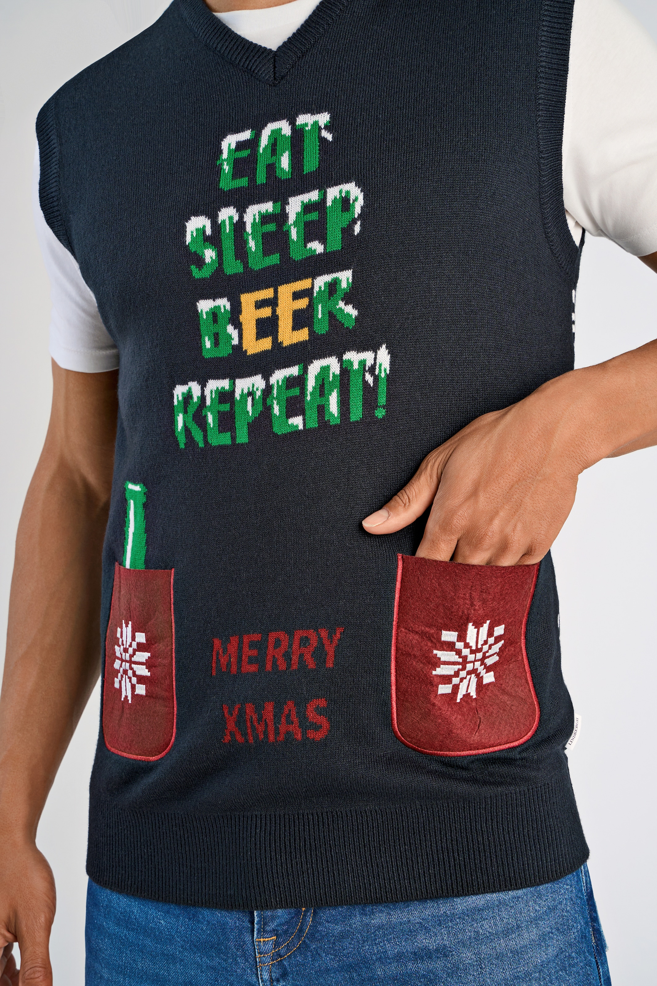 LINDBERGH Pullunder mit weihnachtlichem Intarsien Muster