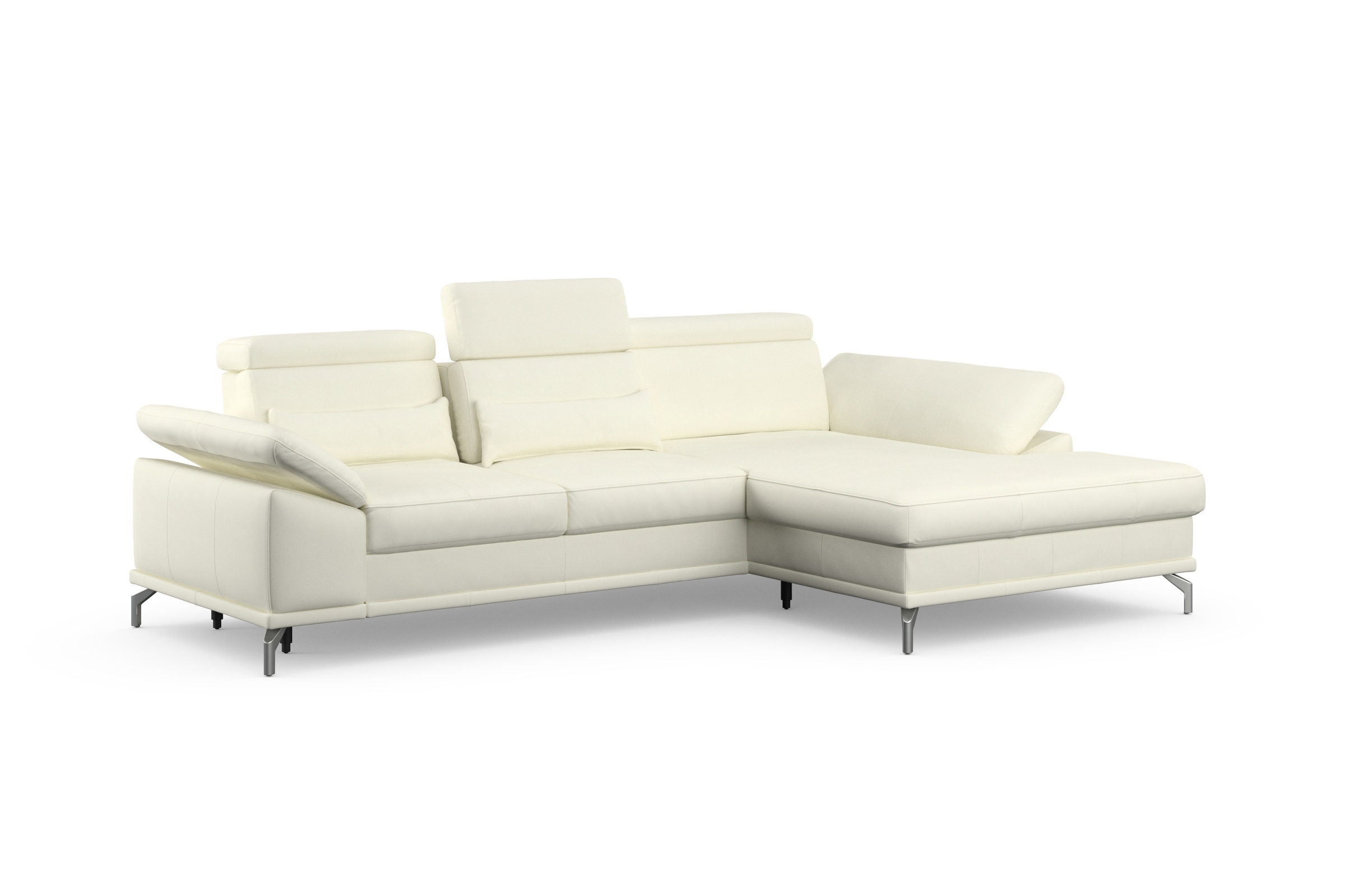 sit&more Ecksofa »Cabrio L-Form, B: 295 cm, mit Sitztiefen-, Arm- & Kopfteilverstellung«, 2 Nierenkissen, Federkern, optional Bettfunktion und Stauraum