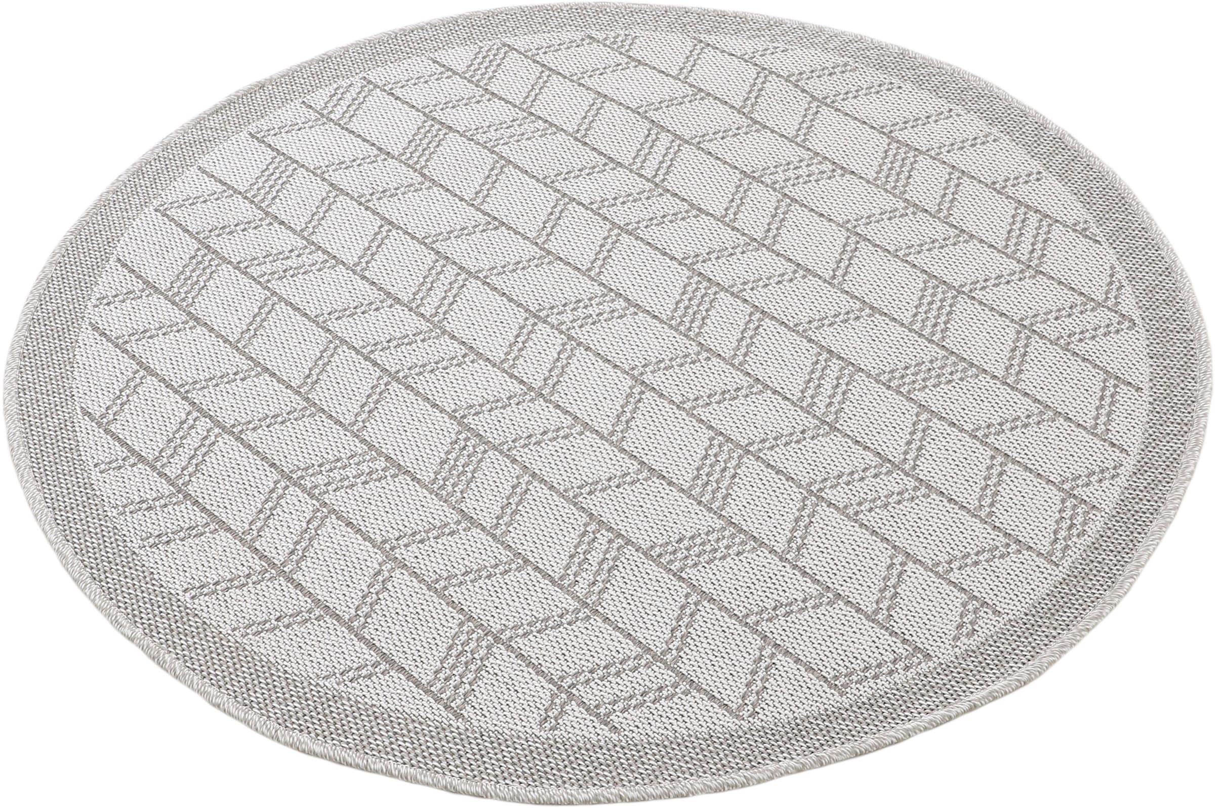 carpetfine Teppich »Boho 102«, rund, 4 mm Höhe, robustes Flachgewebe, Sisal Optik, für Außenbereich