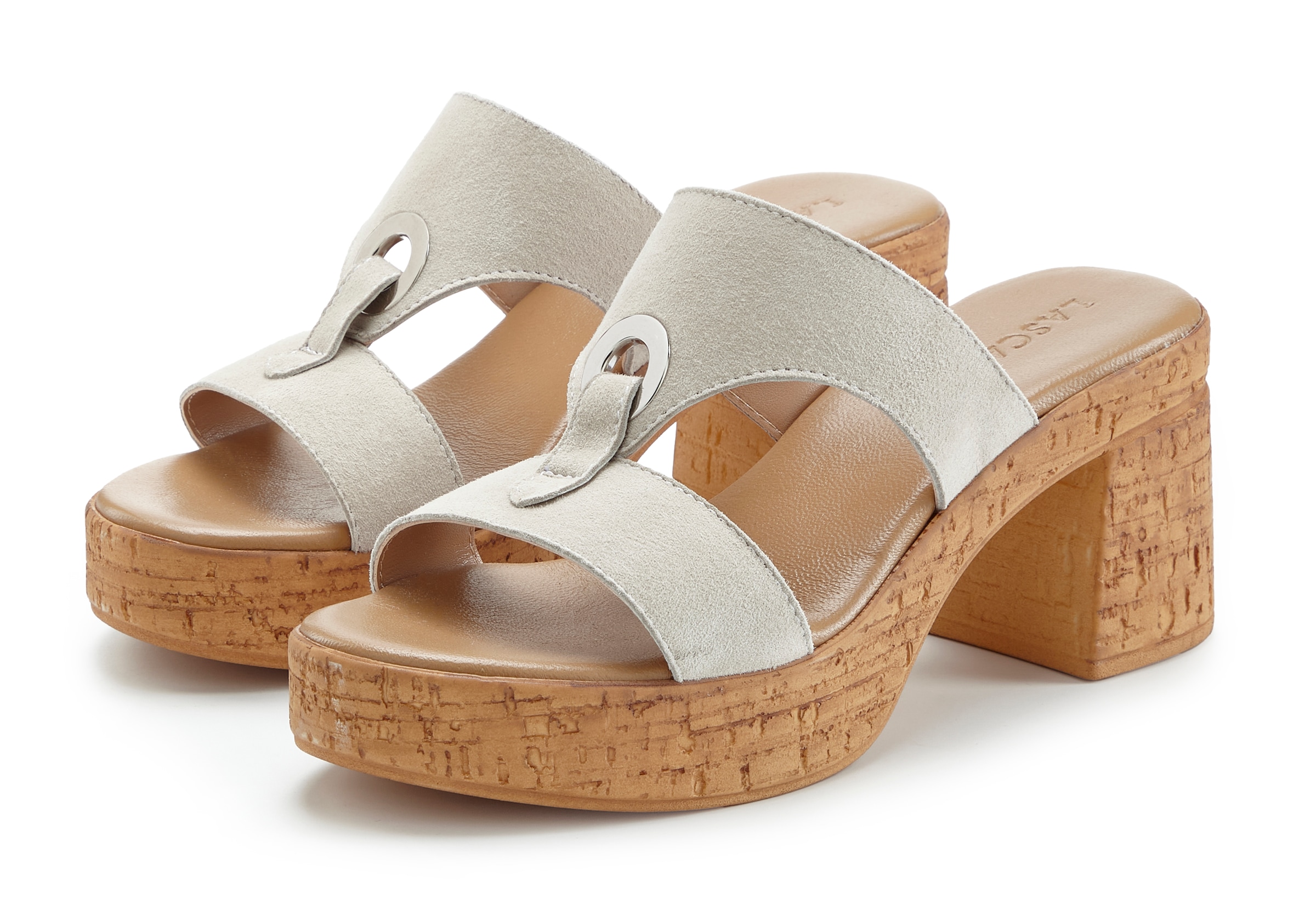 LASCANA Pantolette »Sandale, Mule, offener Schuh, Sommerschuh,«  aus Leder mit Blockabsatz