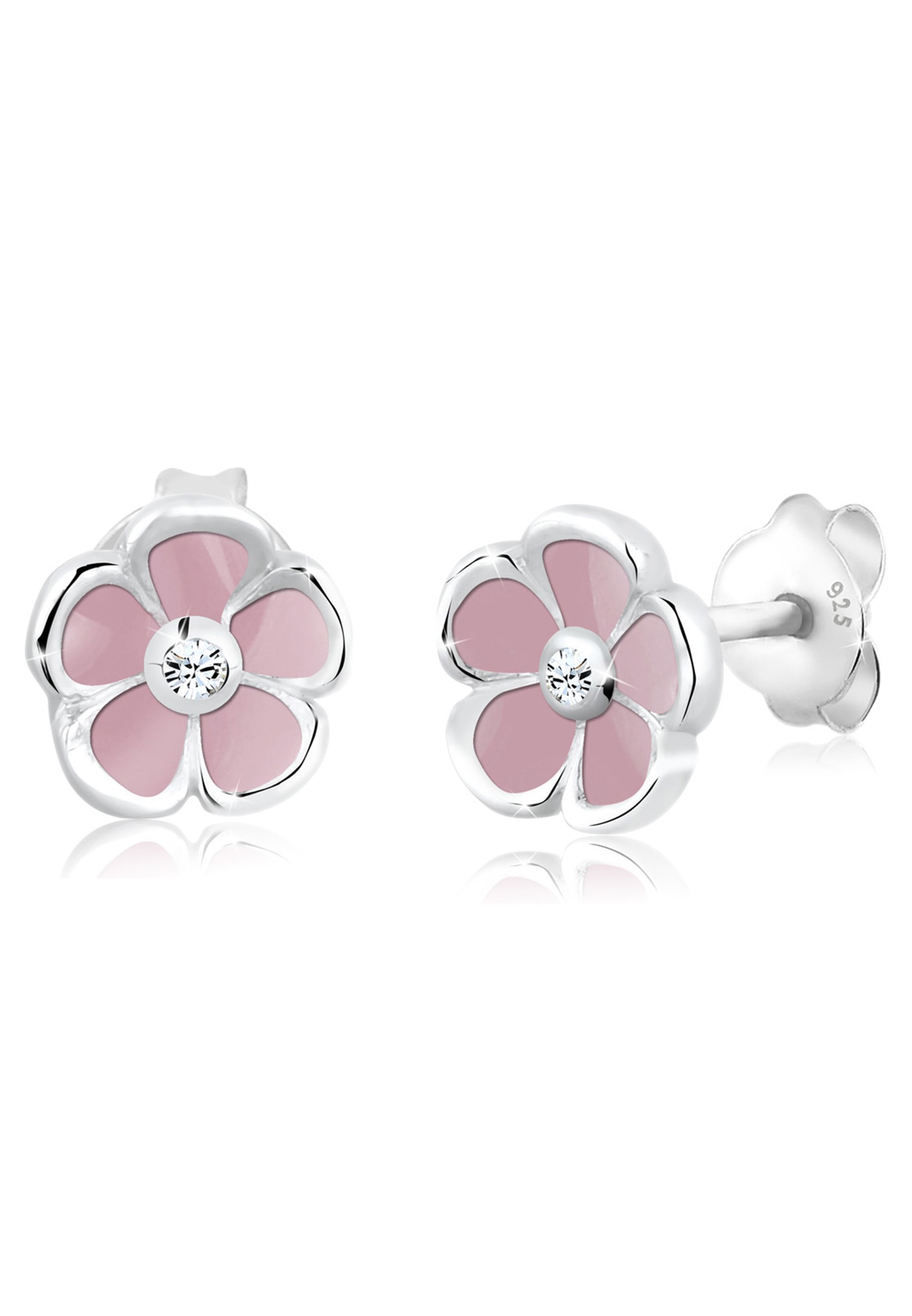 Paar Creolen »Ohrringe Elli Ohrringe Kinder Blume Floral Kristall 925 Silber«