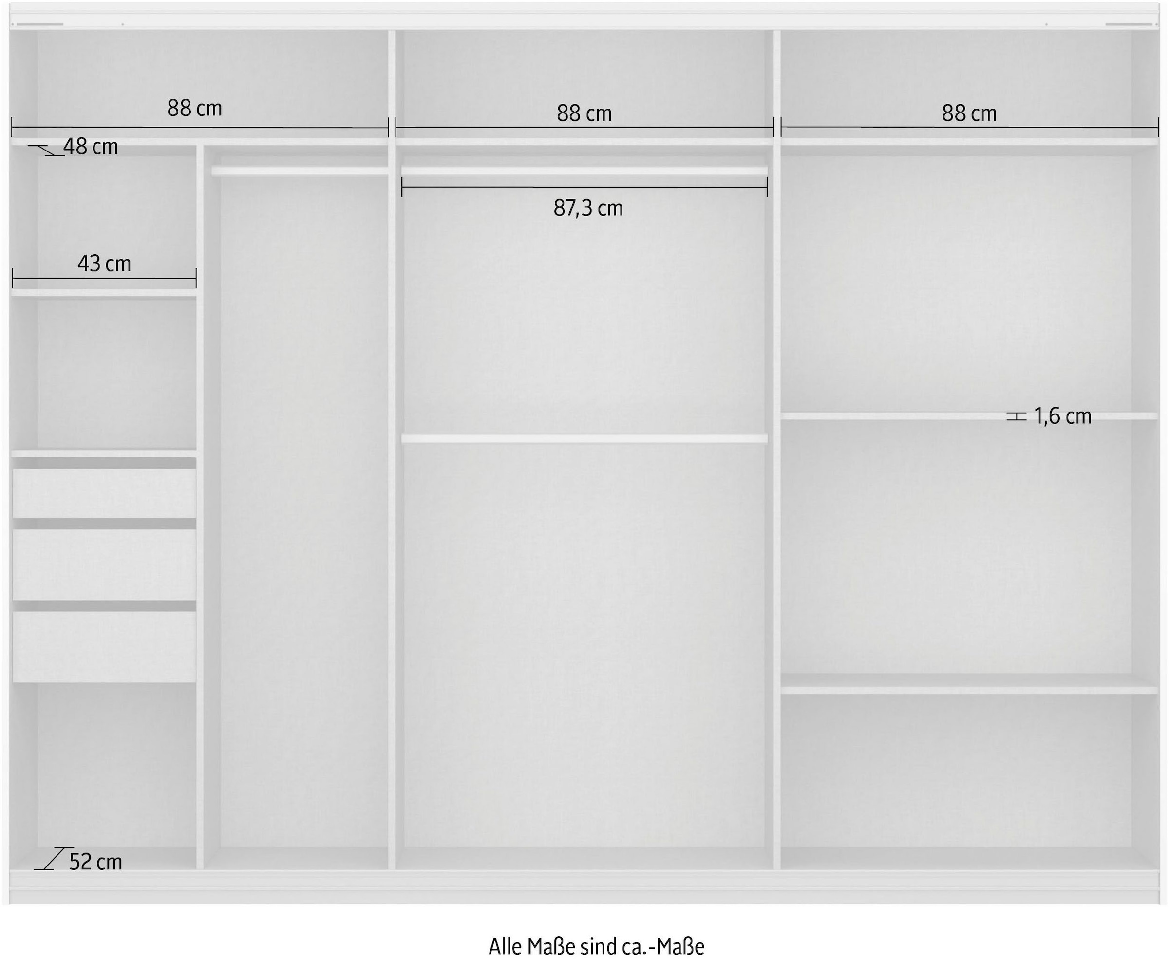 rauch Schwebetürenschrank »Kleiderschrank Schrank Garderobe Ankleide TOPSELLER OTELI« 3 Ausstattungen BASIC/CLASSIC/PREMIUM (inkl. SOFT-CLOSE-FUNKTION),  Breiten 203/271/315/360 cm Höhen 210/229 cm MADE IN GERMANY