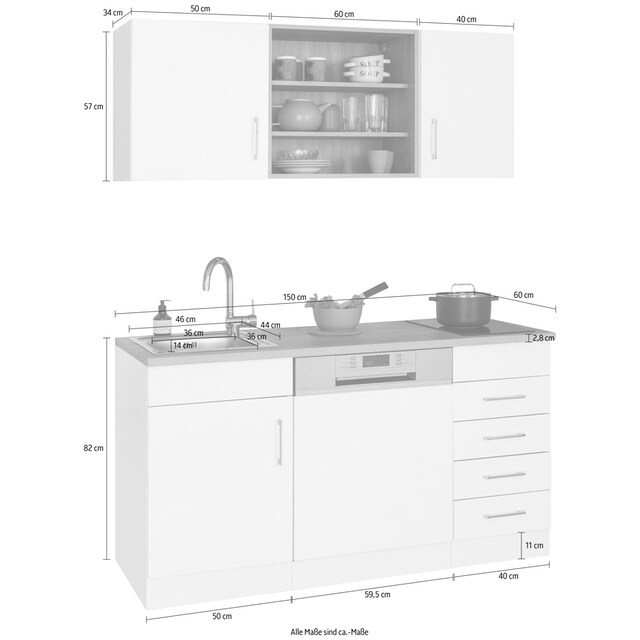 HELD MÖBEL Küche »Mali«, Breite 150 cm, mit E-Geräten im OTTO Online Shop