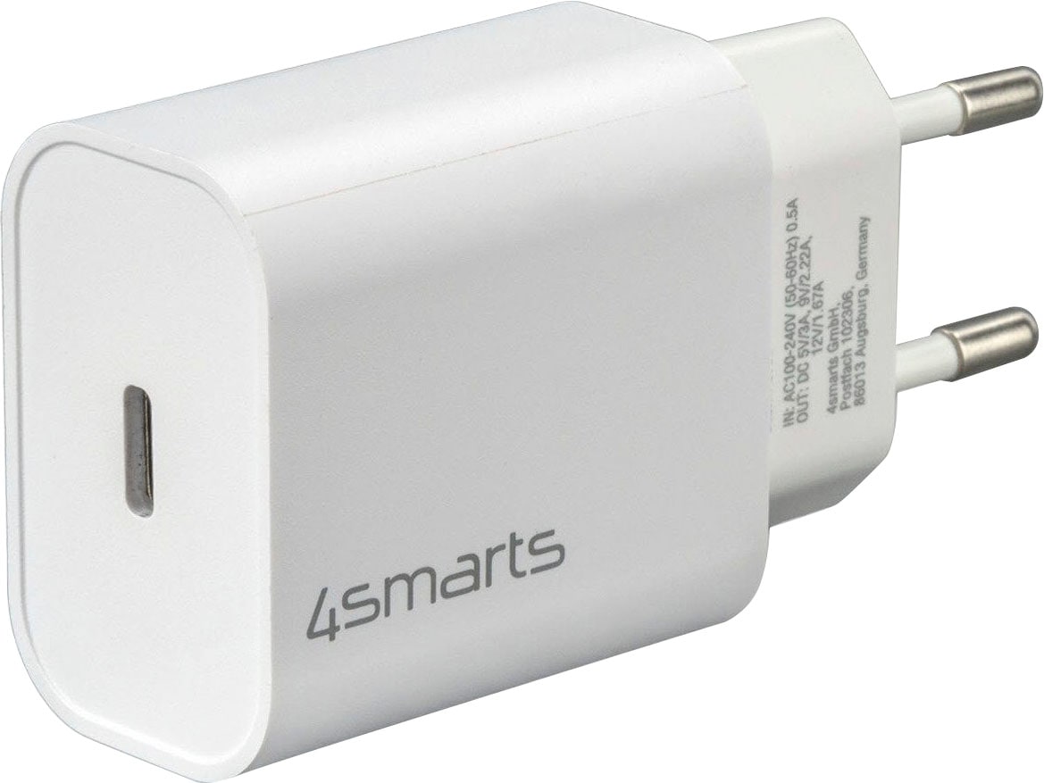 4smarts Smartphone-Ladegerät »Schnelllade-Set 20W mit 1.5m USB-C zu USB-C Kabel«, (150 cm USB-C Kabel für iPhone 15 iPad Pro), 20W Schnellladegerät iPhone Ladekabel USB-C Ladegerät PD Schnelllader