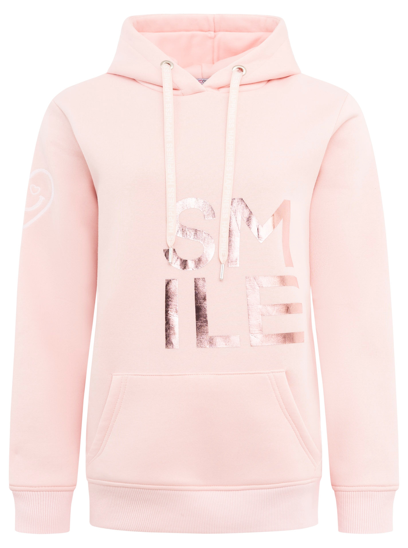 Zwillingsherz Hoodie »"Alissa Shiny"«, mit glänzendem SMILE Print vorne und hinten, gesticktem Herz am Arm