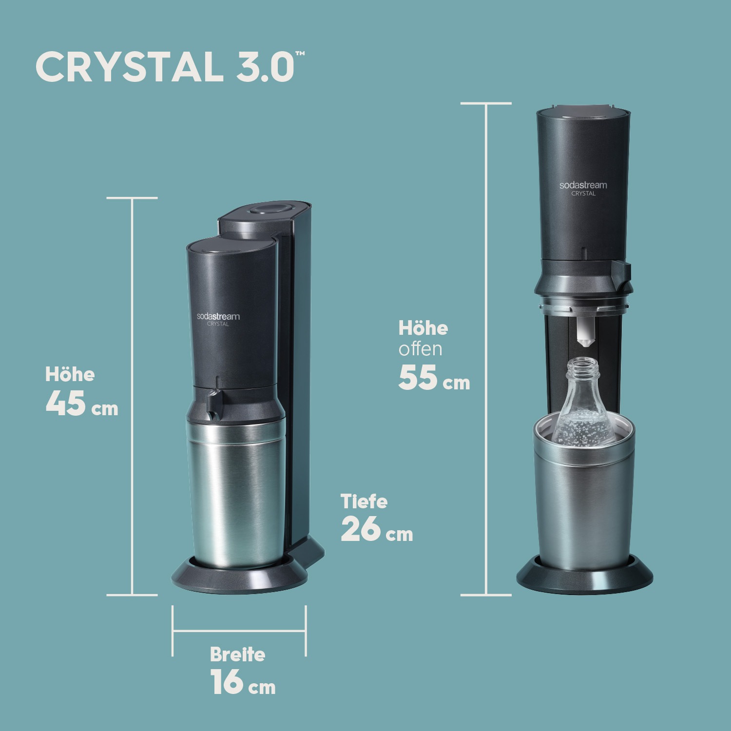 SodaStream Wassersprudler »Crystal 3.0 - Vorteilspack« mit Quick Connect CO2-Zylinder und 3x Glaskaraffe 0,7 L