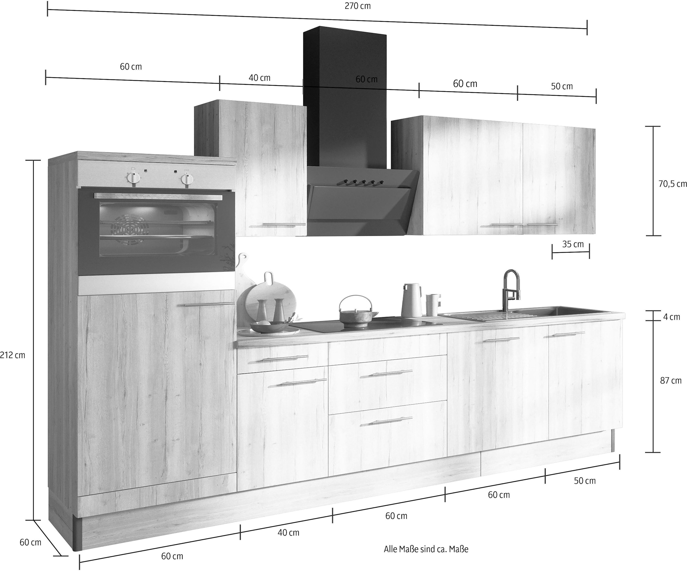 OPTIFIT Küche »Klara«, wahlweise 270 OTTO bei Breite online cm, mit E-Geräten