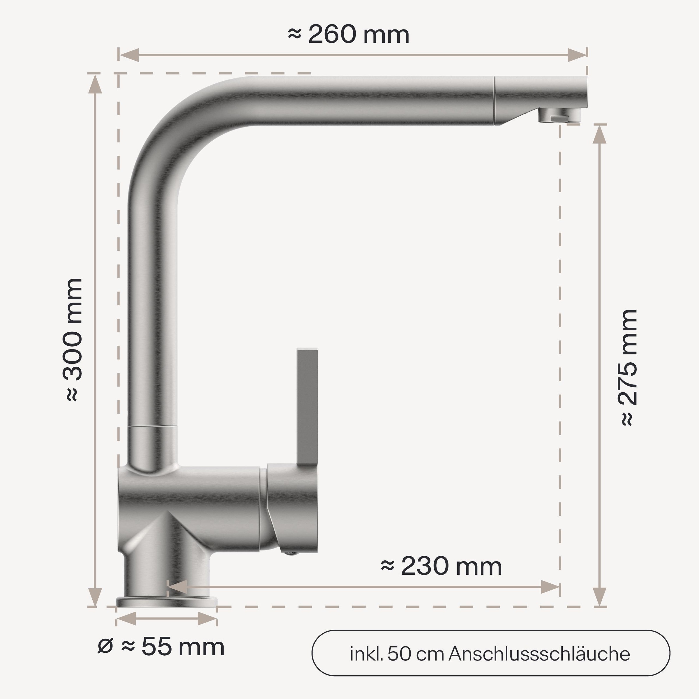 WASSERWERK Spültischarmatur »WK 4, Wasserhahn, Küche, Einhebelmischer«