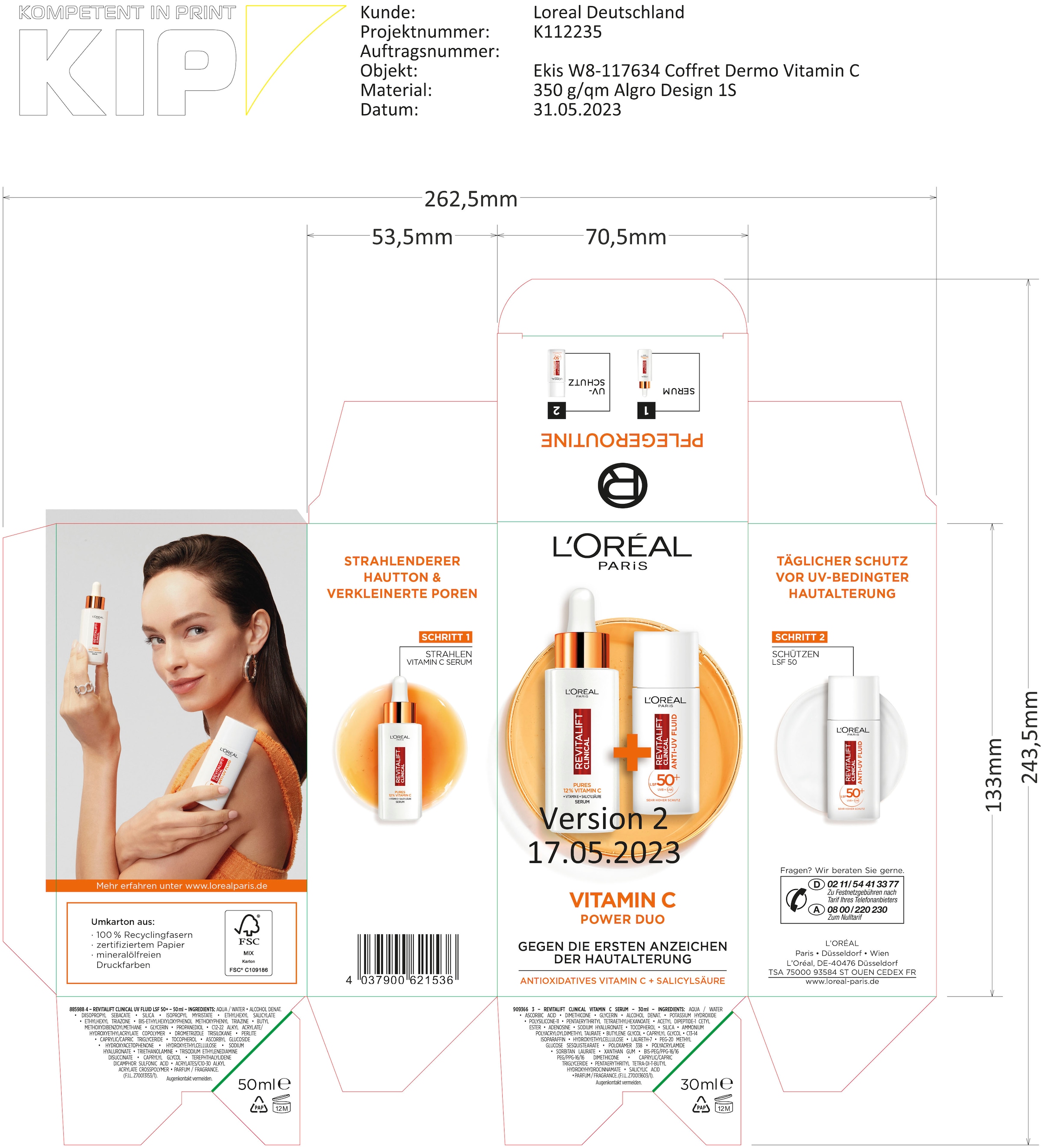 L'ORÉAL PARIS Gesichtspflege-Set »Revitalift Vitamin C Duo«, (Set, 2 tlg.), mit hoher Wirksamkeit