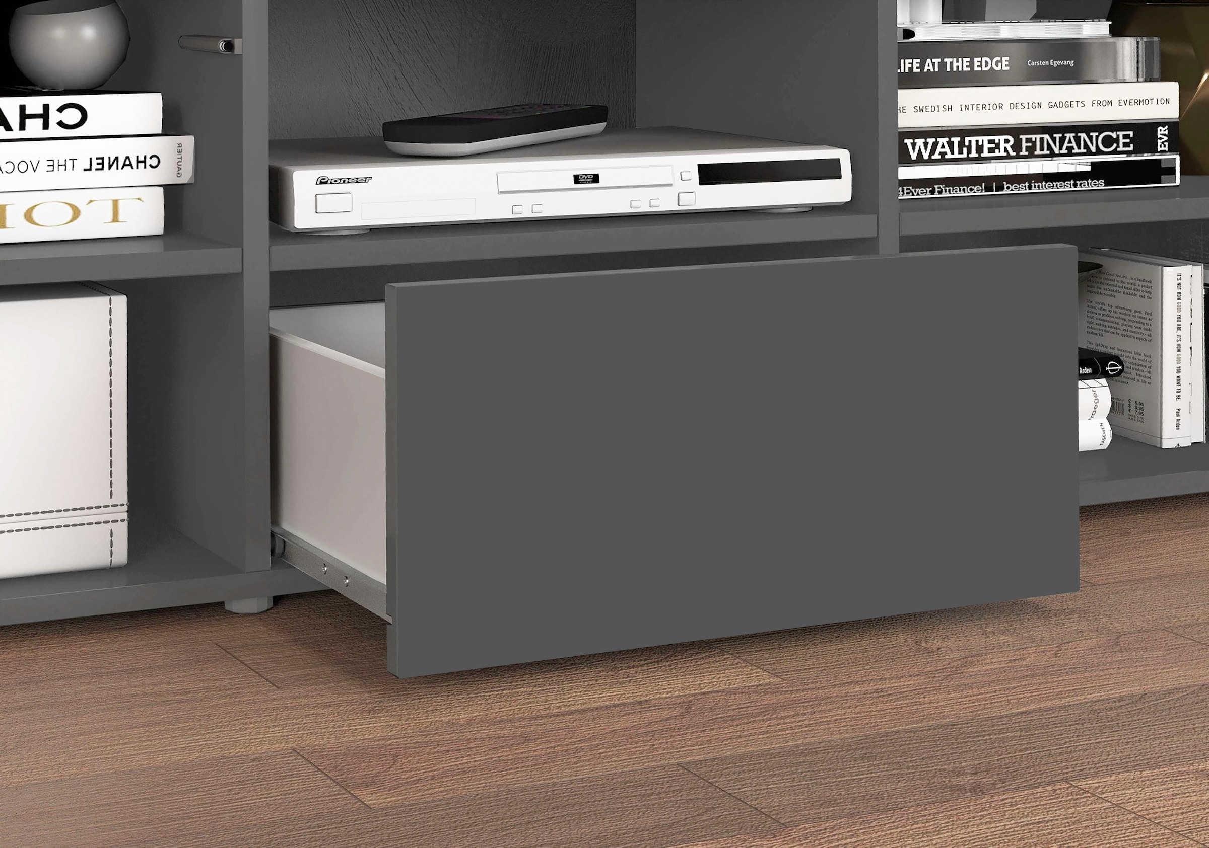 OTTO home Lowboard »CHRONOS Breite 155 cm mit 2 Türen, 1 Schublade,1 offenes Fach« 1 Stk. tlg. TV-Board, Sideboard niedrig, Grifflos mit Push to Open 'Made in Italy'